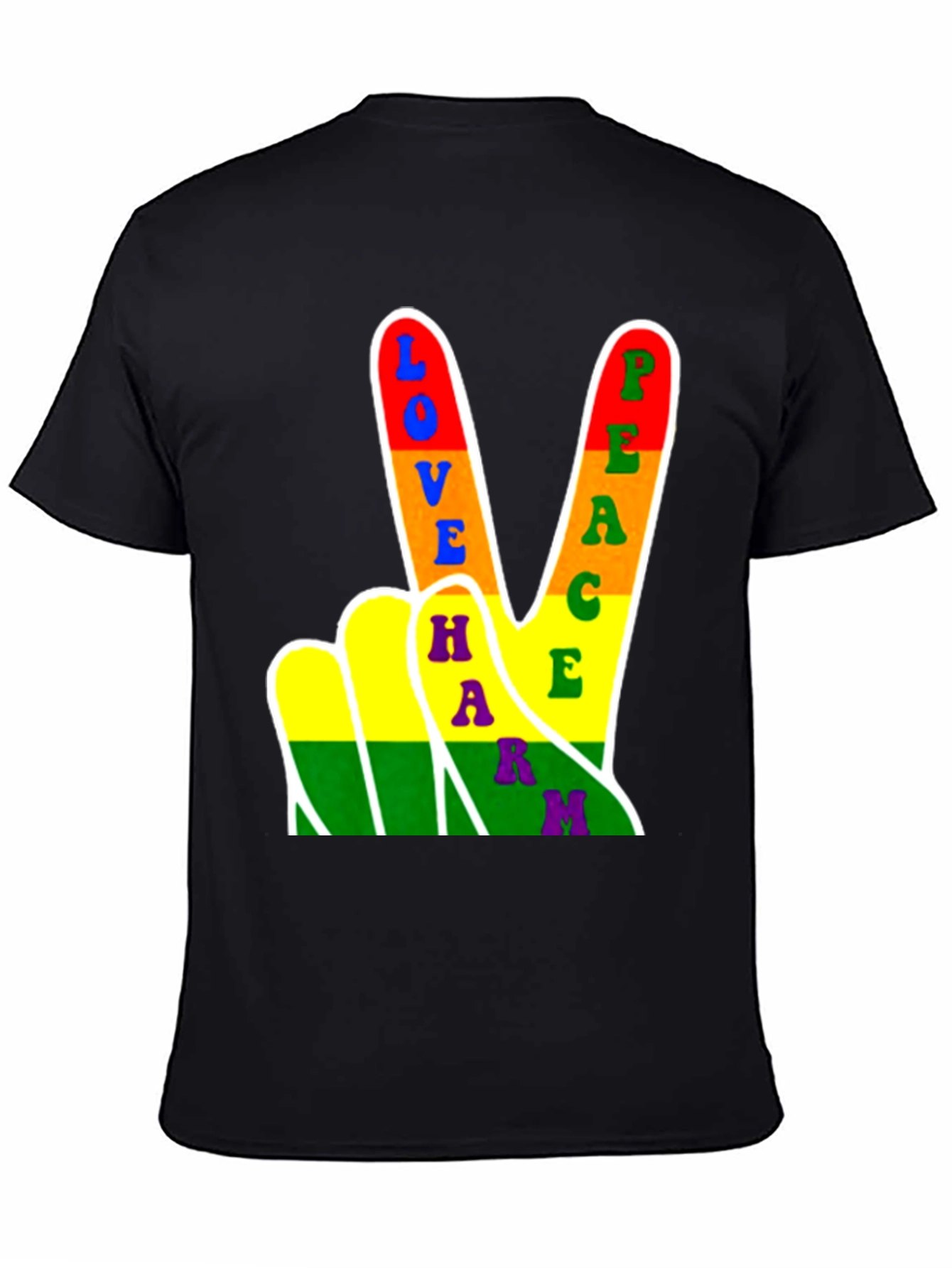 Black Love Peace Harmony Rainbow Graphic T-Shirt view 4