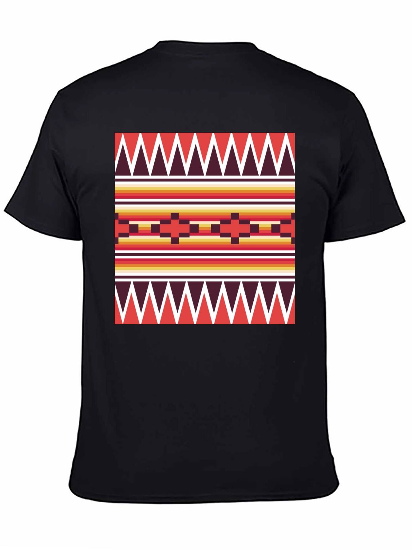 Black Geometric Pattern Tee - Southwest Style view 4