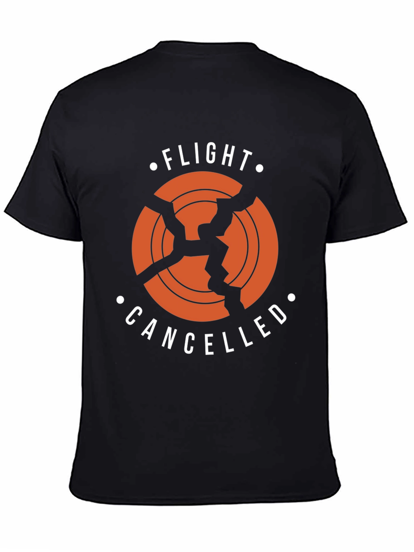 Black Flight Cancelled T-Shirt - Broken Airplane Design view 4