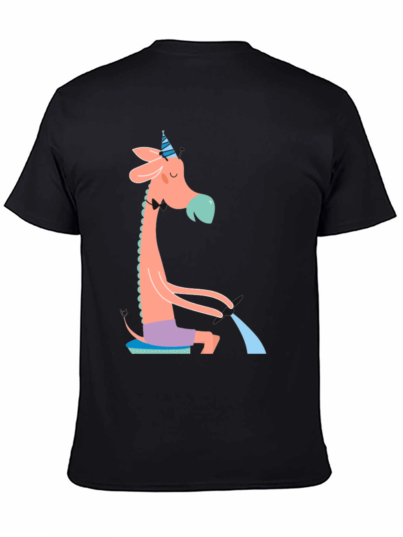 Black Whimsical Giraffe T-Shirt - Quirky Novelty Tee view 4