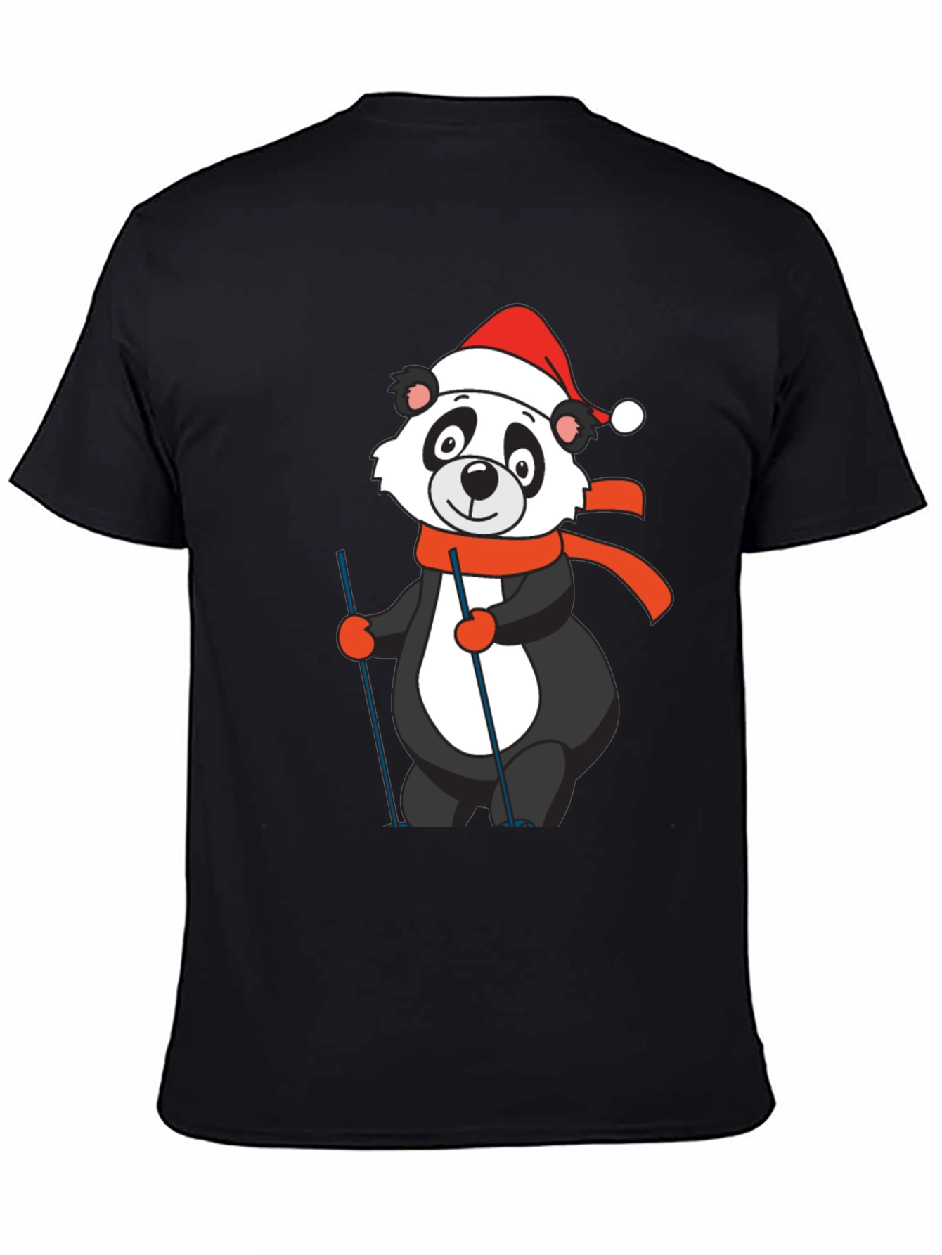 Black Panda Skier T-Shirt: Holiday Fun view 4