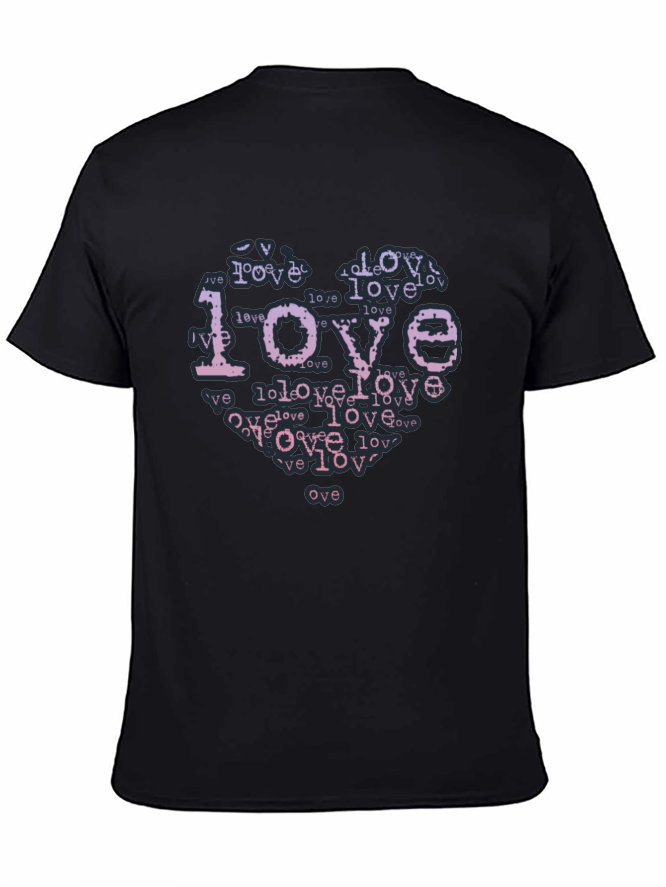 Black Love Typography Heart Black T-Shirt view 4