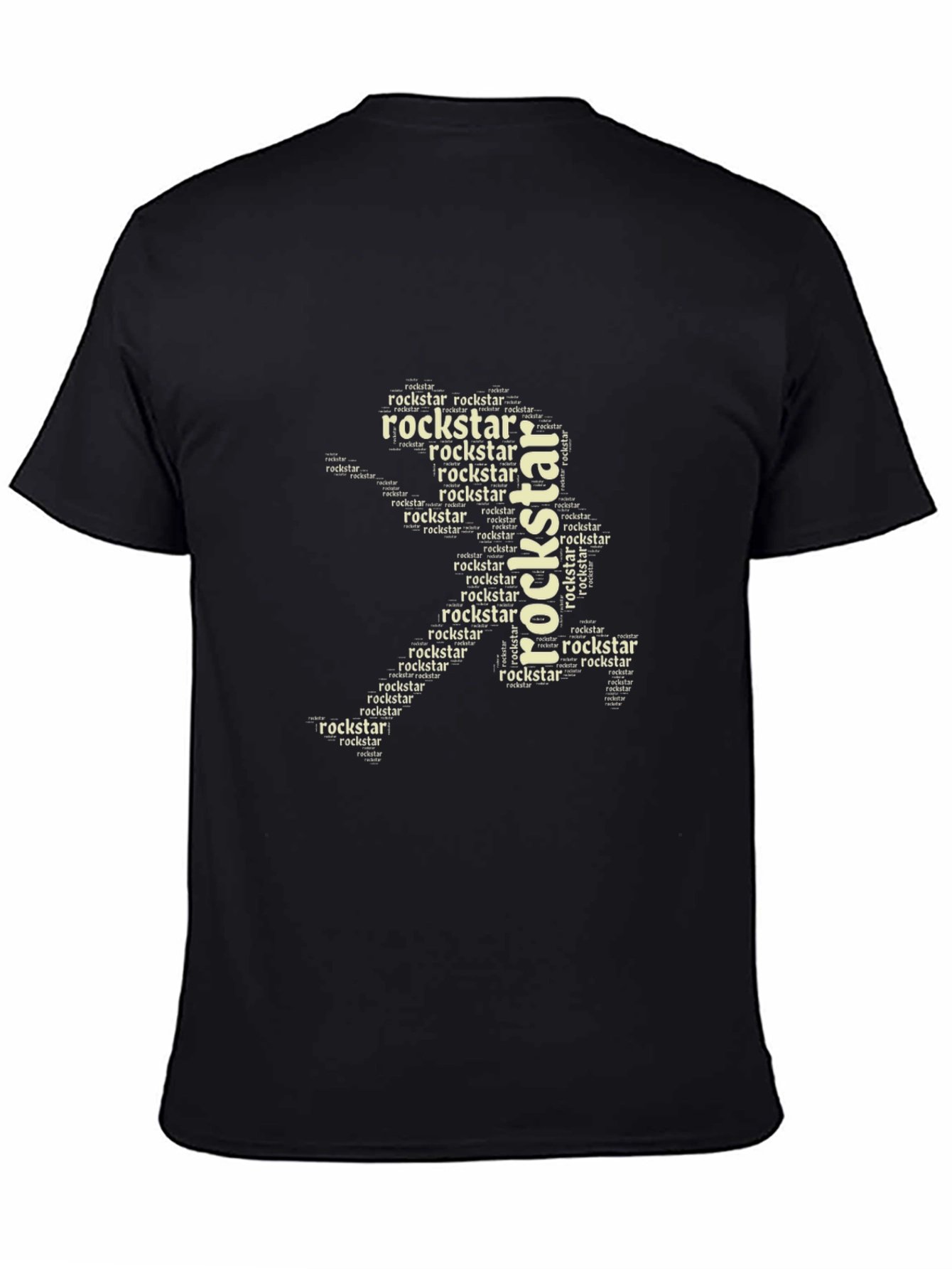 Black Rockstar Word Art Black T-Shirt view 4