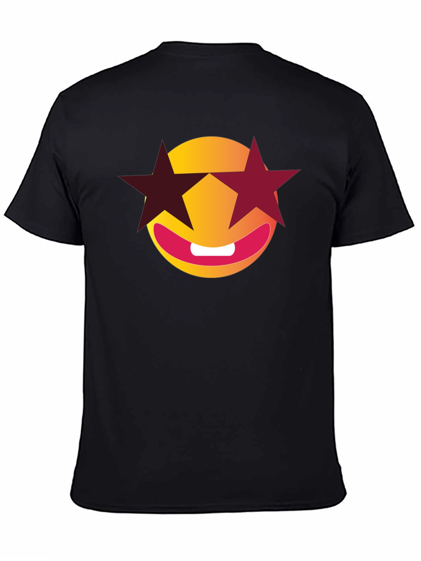 Black Smiley Face with Star Shades Graphic T-Shirt view 4