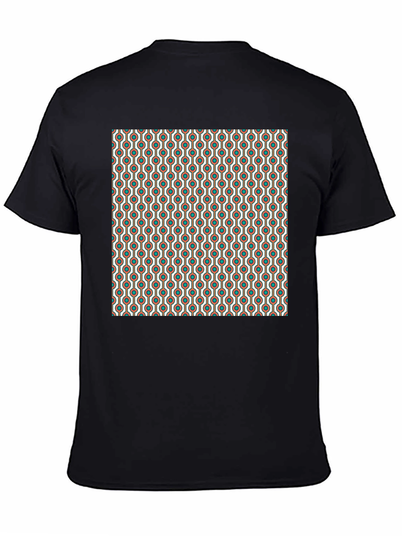 Black Retro Pattern T-Shirt - Black Crew Neck view 4