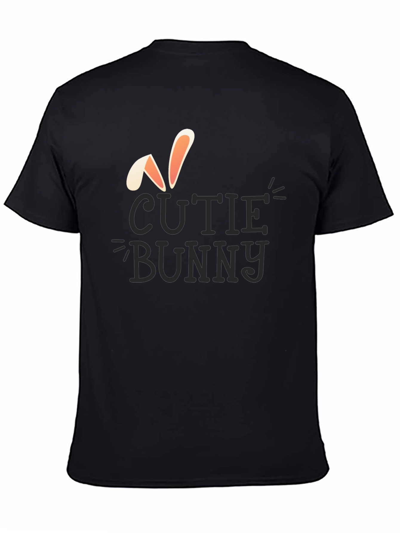 Black Cutie Bunny Graphic T-Shirt - Unisex Black Tee view 4