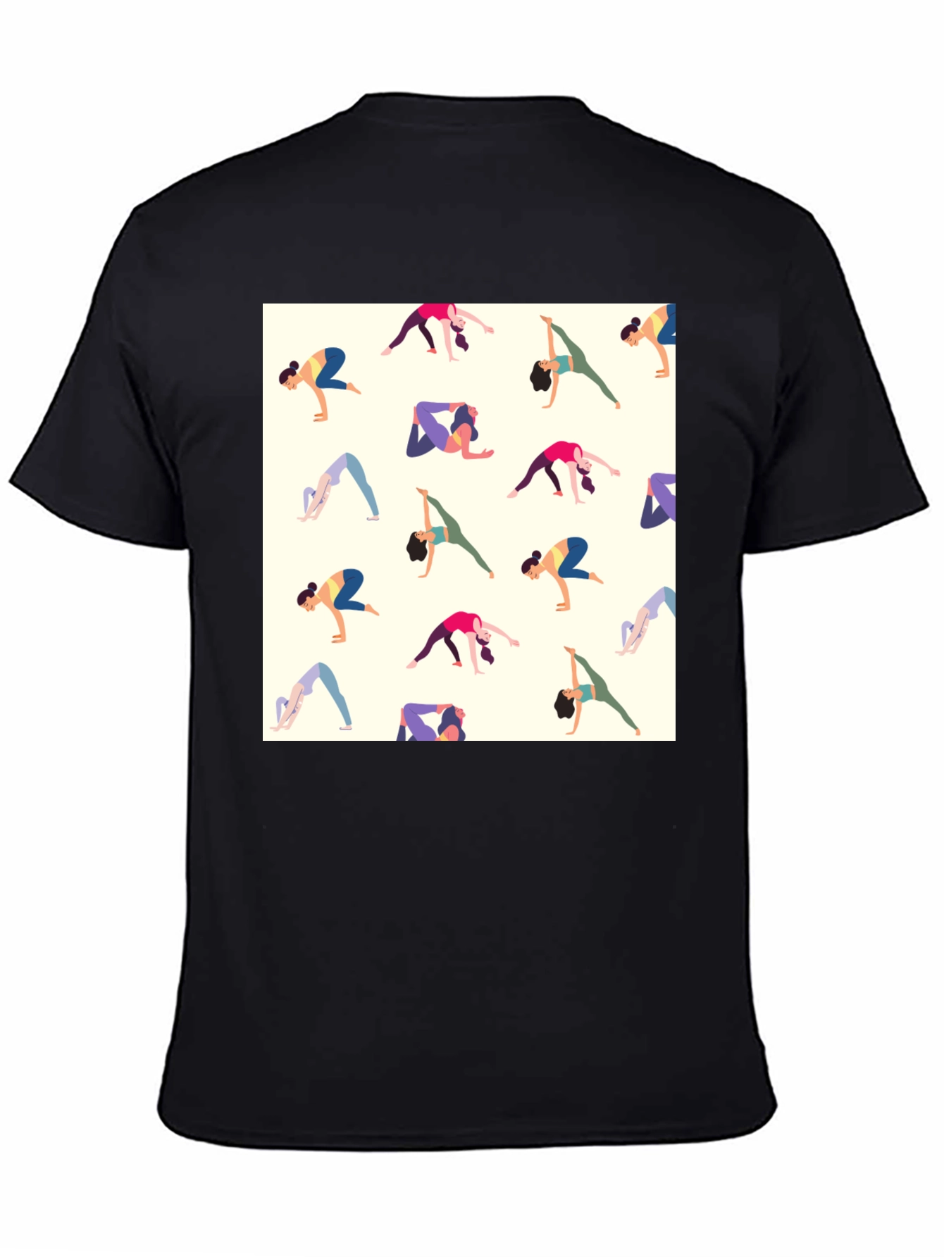 Black Yoga Patterned Tee - Black Graphic T-Shirt view 4
