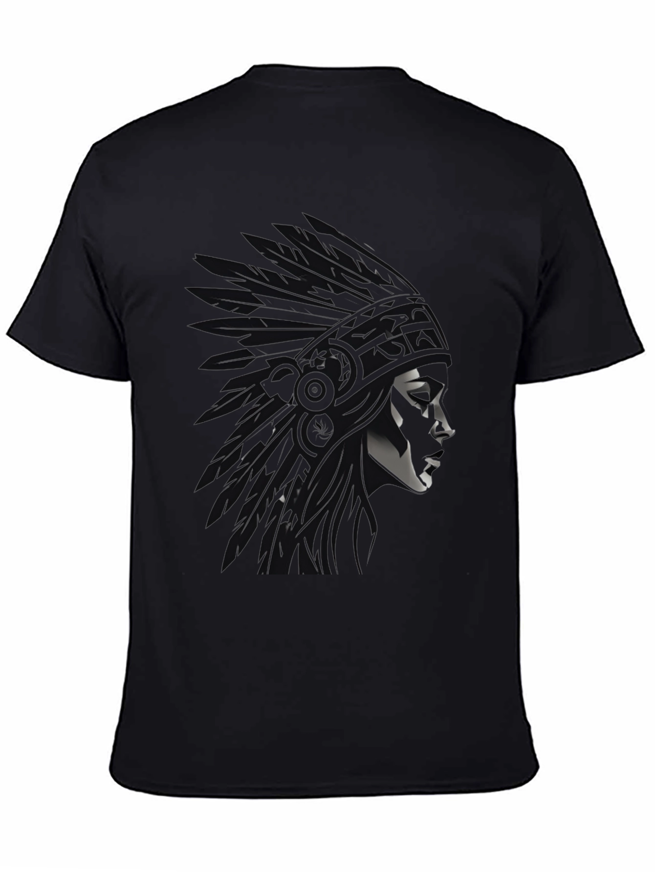 Black Native American Chief Graphic Tee - Black view 4