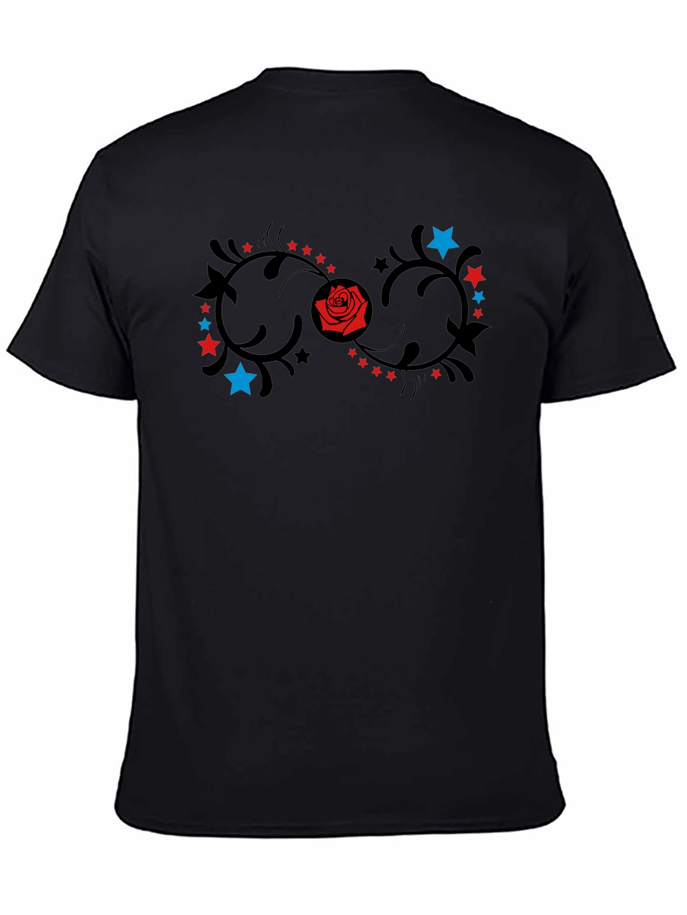 Black Floral Infinity Rose & Stars Graphic T-Shirt view 4