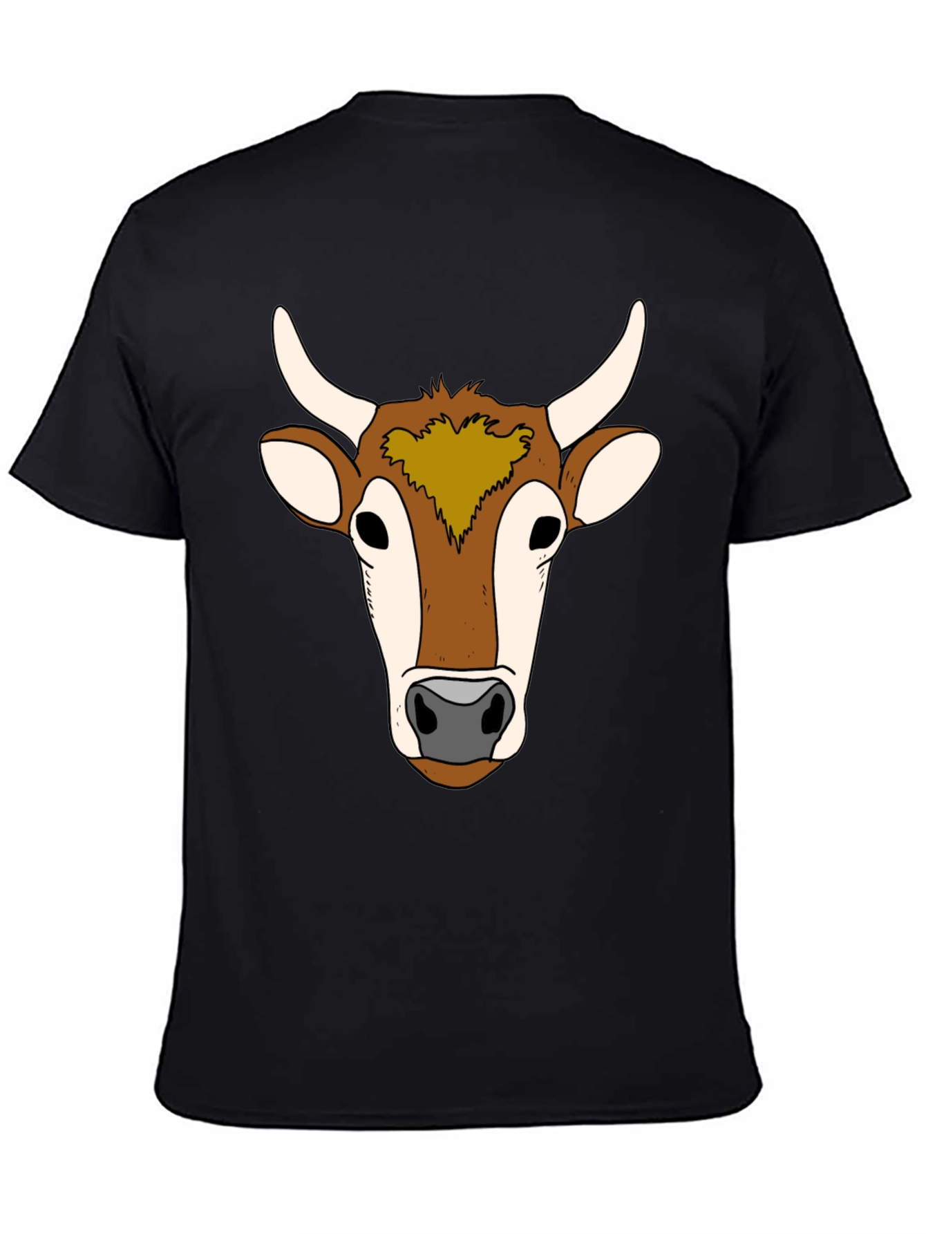Black Cow Face Graphic Tee - Unisex Black T-Shirt view 4