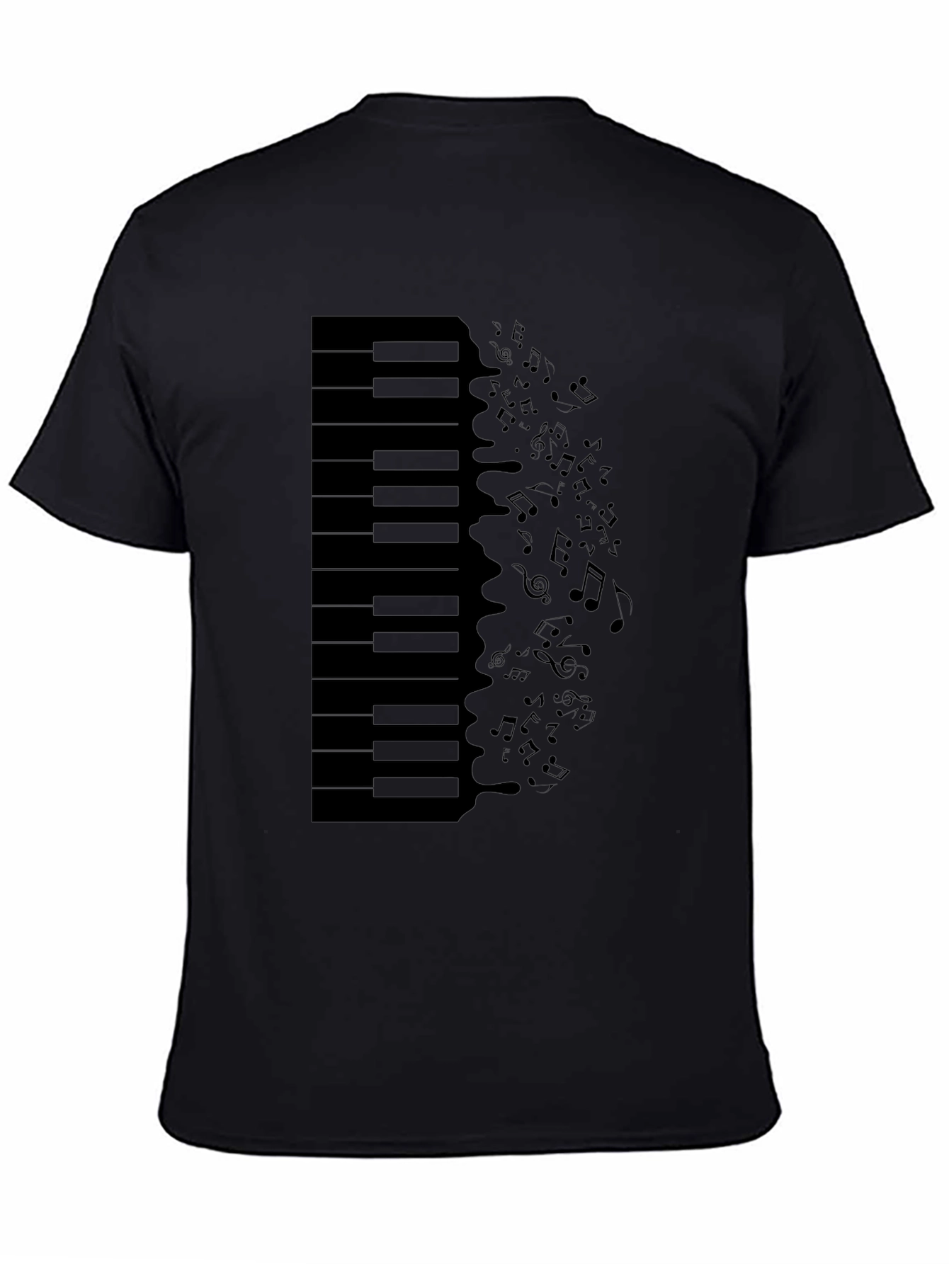 Black Piano Keys & Notes Graphic Tee - Black T-Shirt view 4