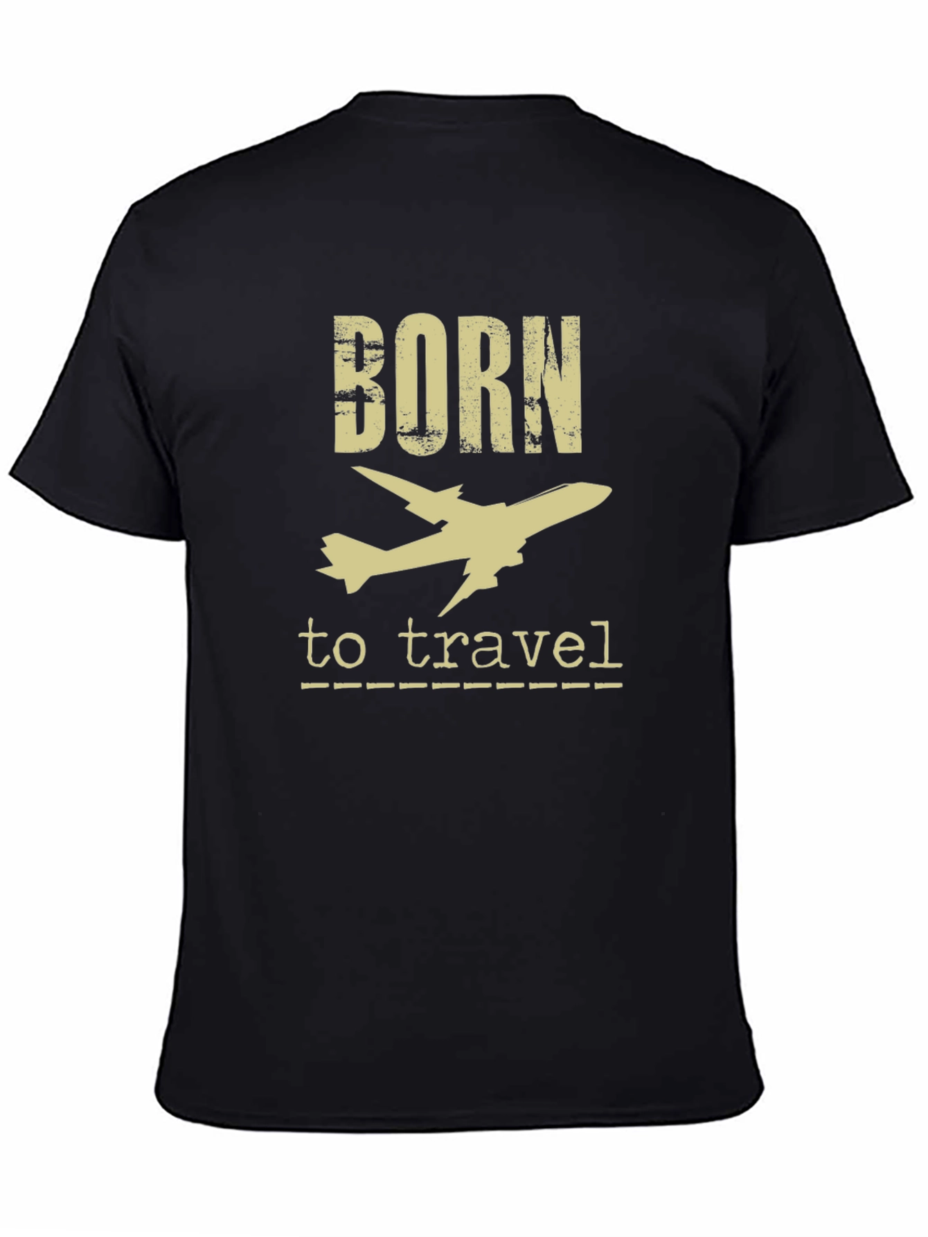 Born to Travel Airplane Graphic Tee - Black - 4