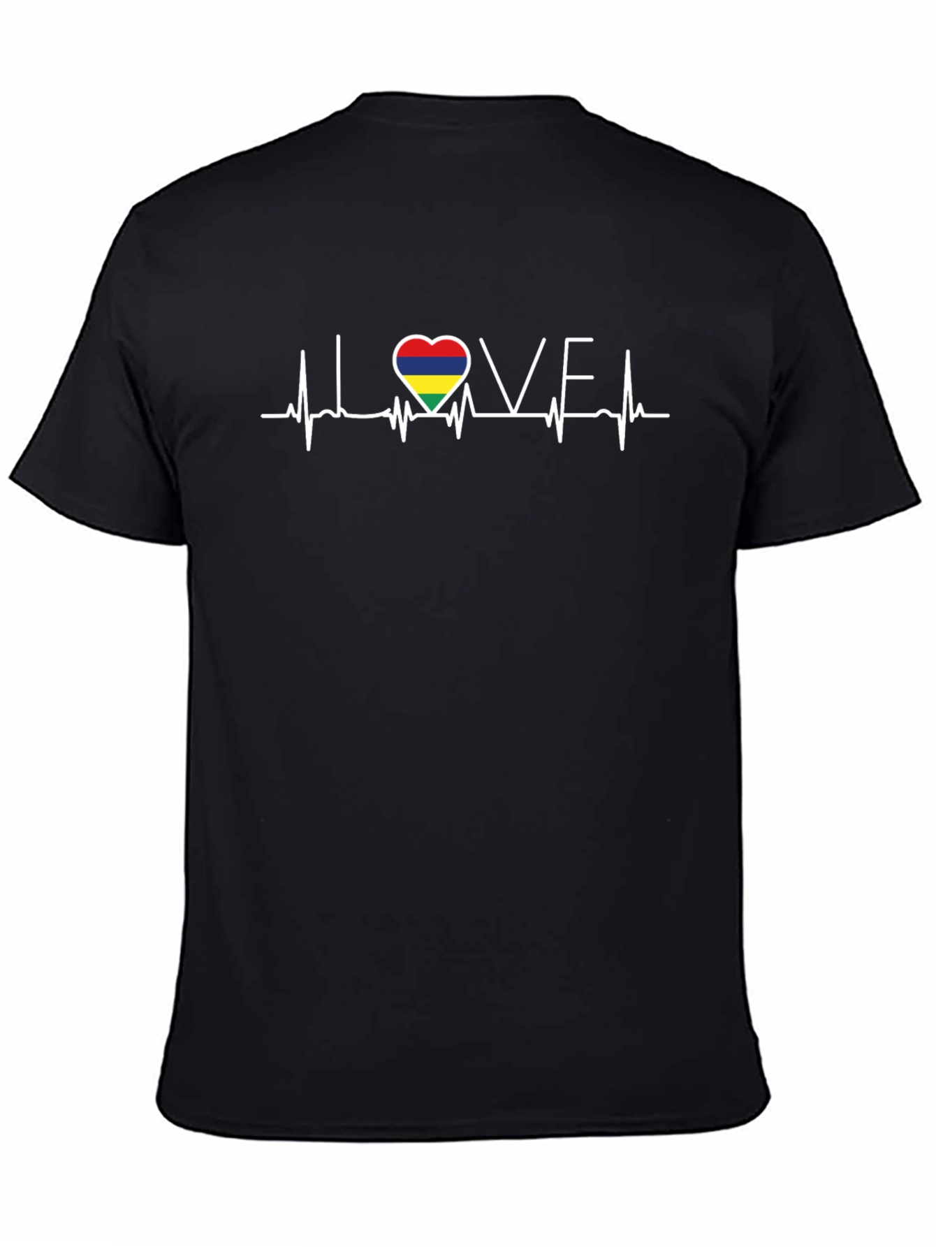 Black Love Mauritius Heartbeat T-Shirt - Black view 4