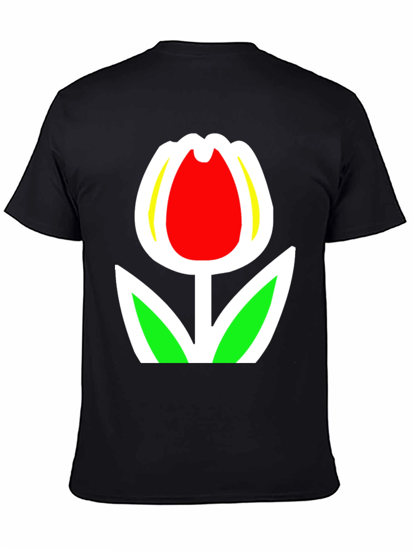 Black Tulip Graphic Tee - Black Cotton Blend Casual Wear view 4