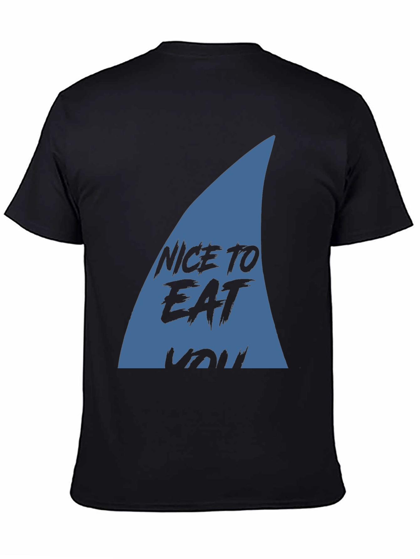 Black Nice to Eat You Shark Fin Graphic Tee view 4