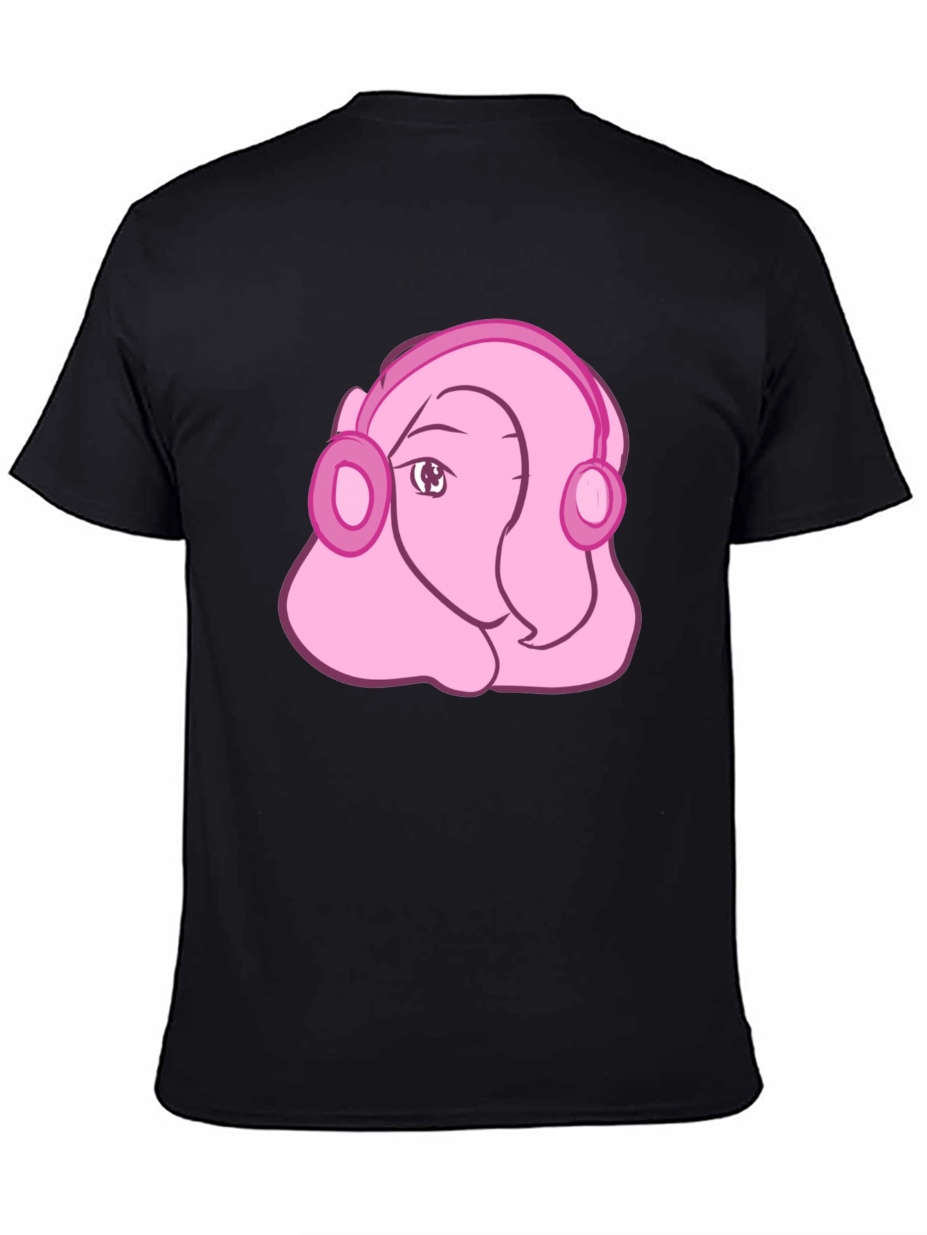Black Pink Cartoon Headphones Tee view 4