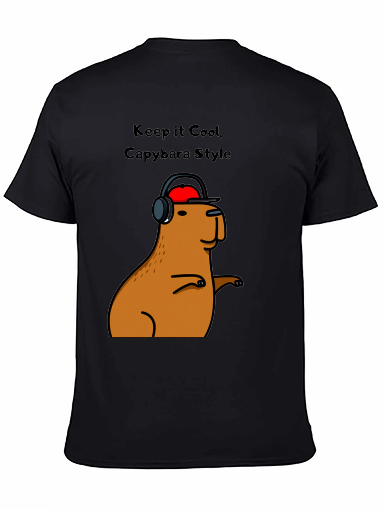 Black Cool Capybara Style Graphic Tee - Black view 4