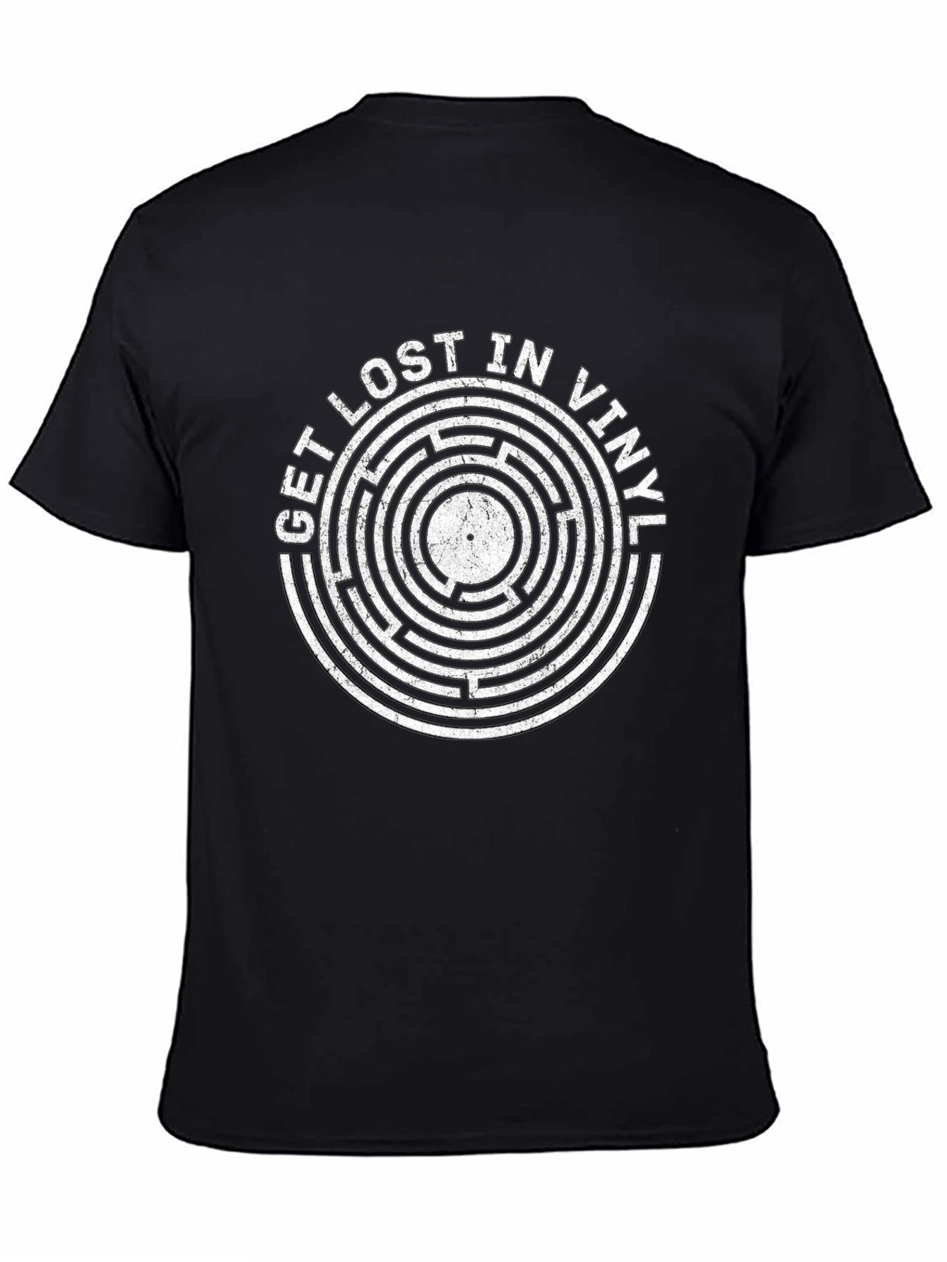 Black Get Lost In Vinyl Graphic Tee - Retro Music Lover Shirt view 4