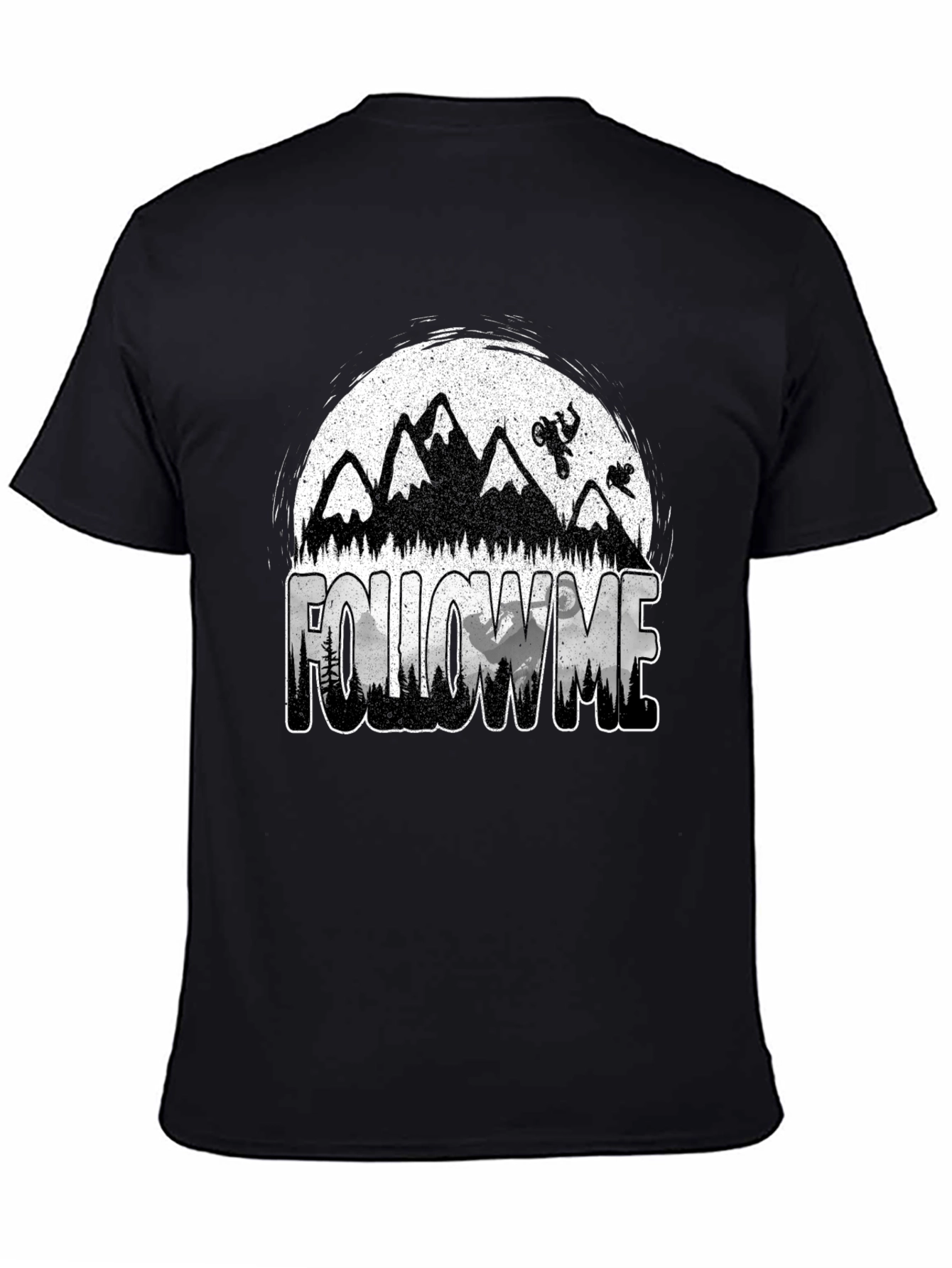 Black Follow Me Mountain Bike Graphic T-Shirt view 4