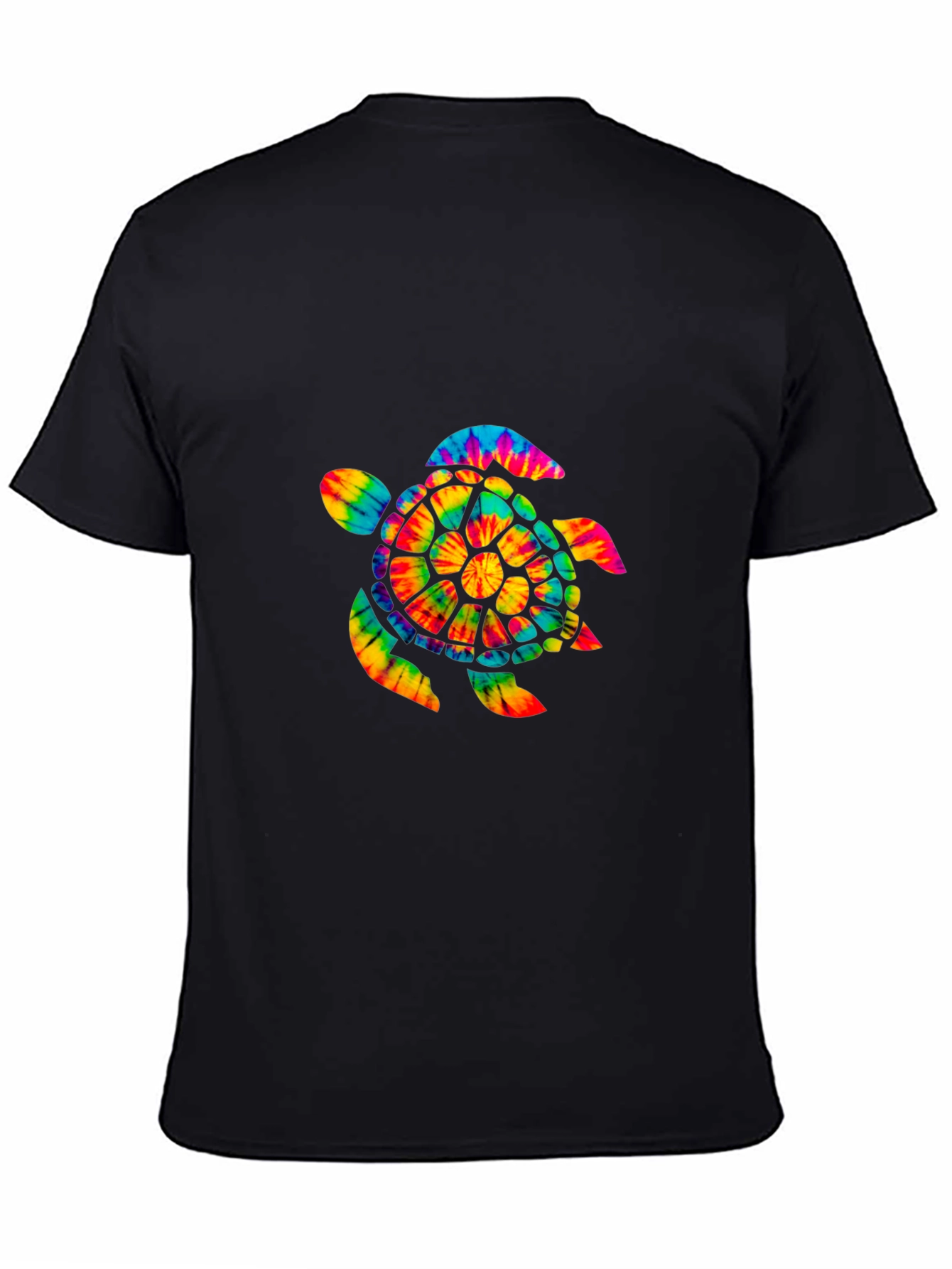 Black Tie-Dye Turtle Graphic Tee - Soft Cotton view 4