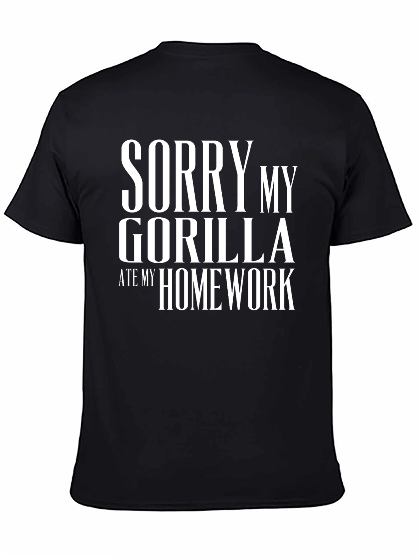 Black Sorry My Gorilla Ate My Homework Graphic T-Shirt view 4