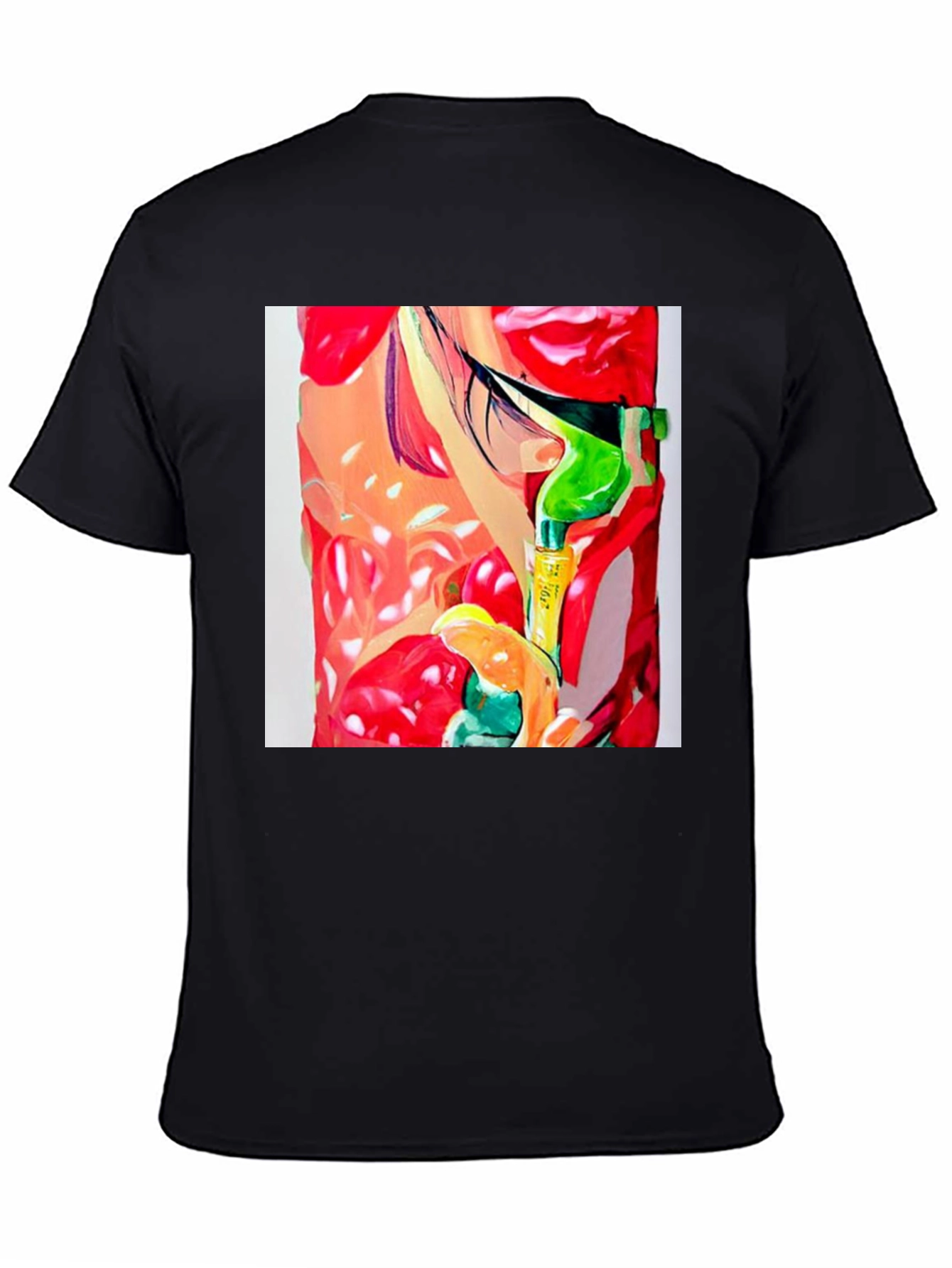 Black Abstract Print Men's Black T-Shirt view 4