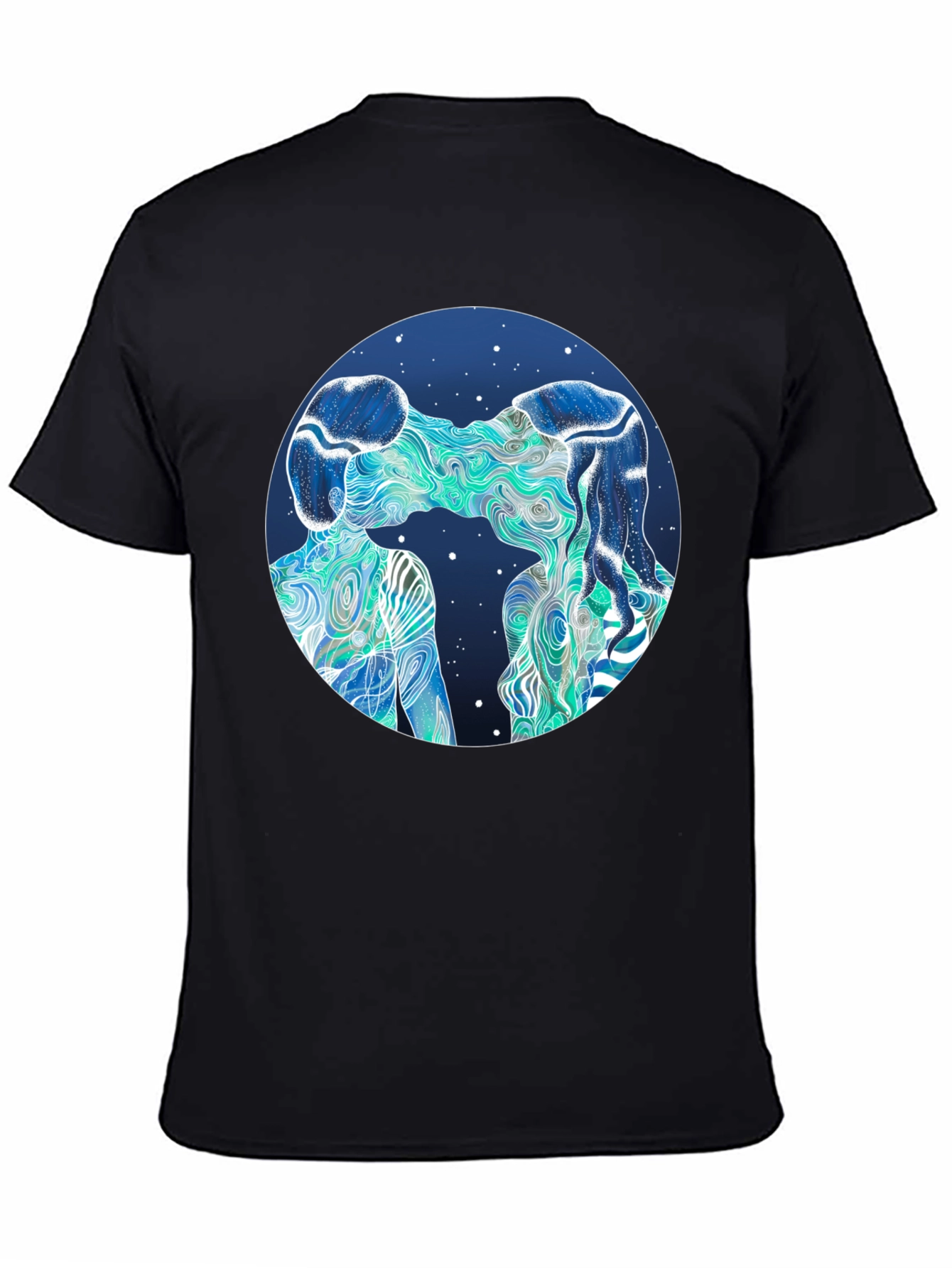 Black Abstract Lovers Graphic T-Shirt view 4
