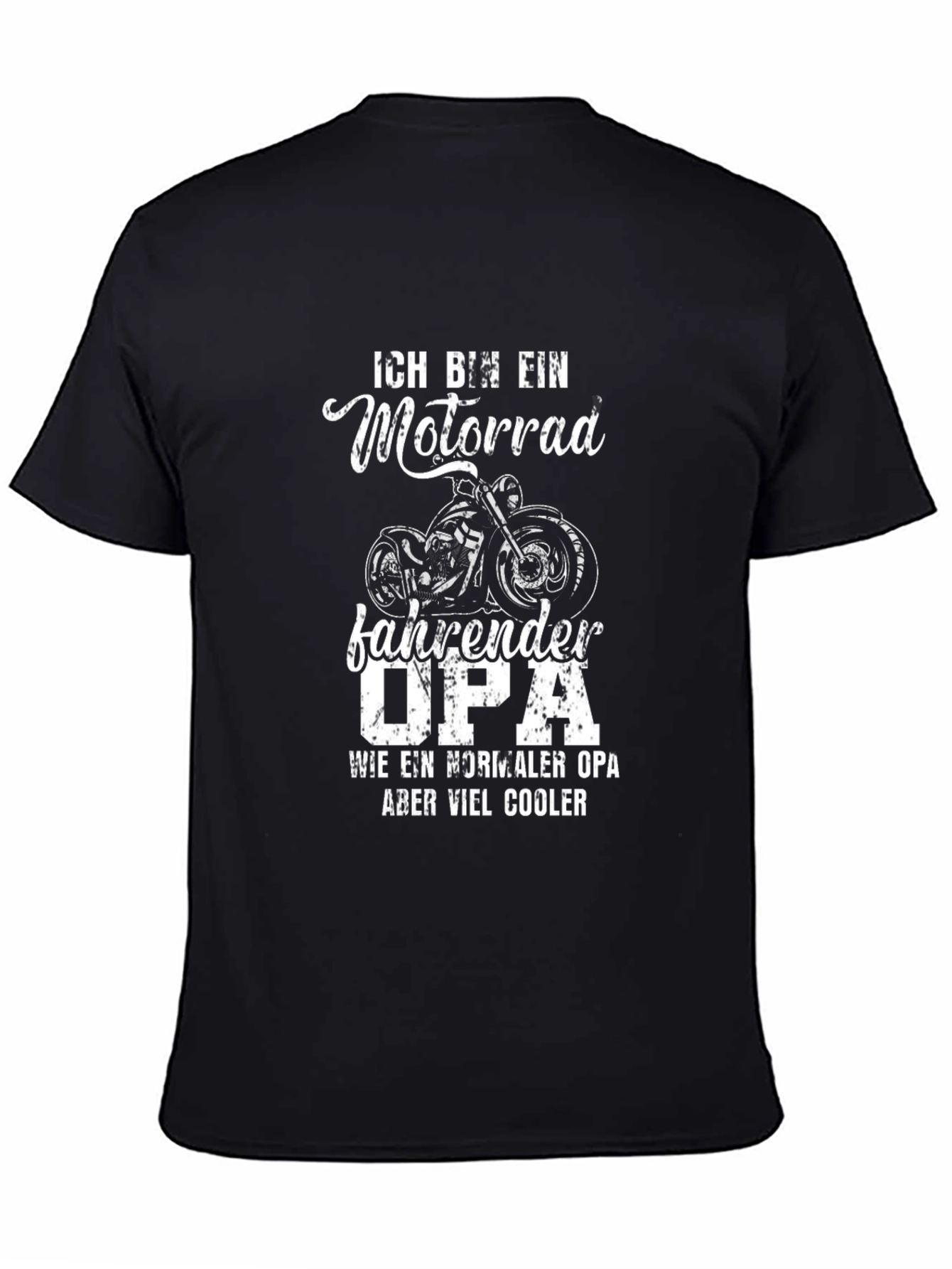 Black Motorrad Opa T-Shirt - Cool Grandfather Biker Tee view 4