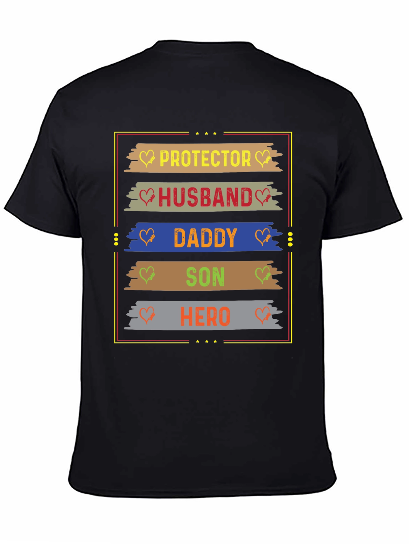 Black Protector Husband Daddy Hero Men's T-Shirt view 4