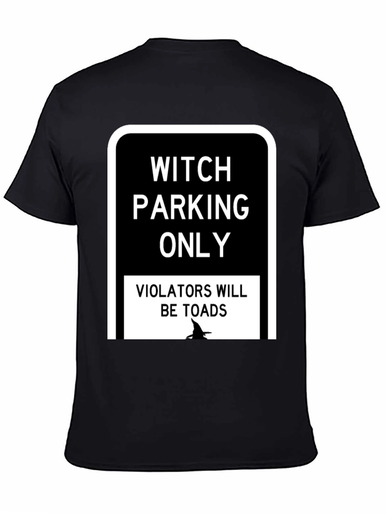 Black Witch Parking Only T-Shirt - Funny Halloween Tee view 4