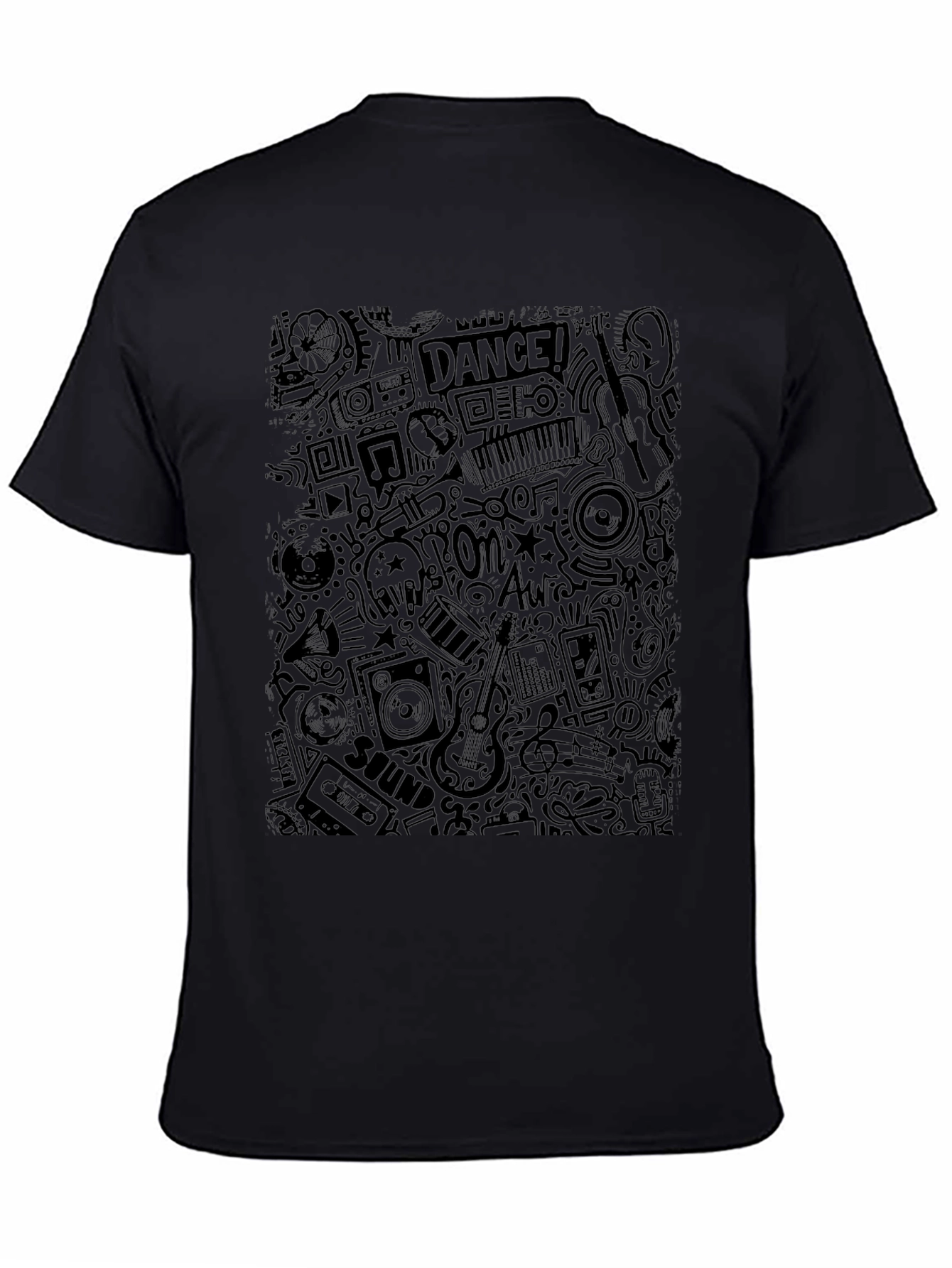 Black Music Doodle Graphic T-Shirt view 4