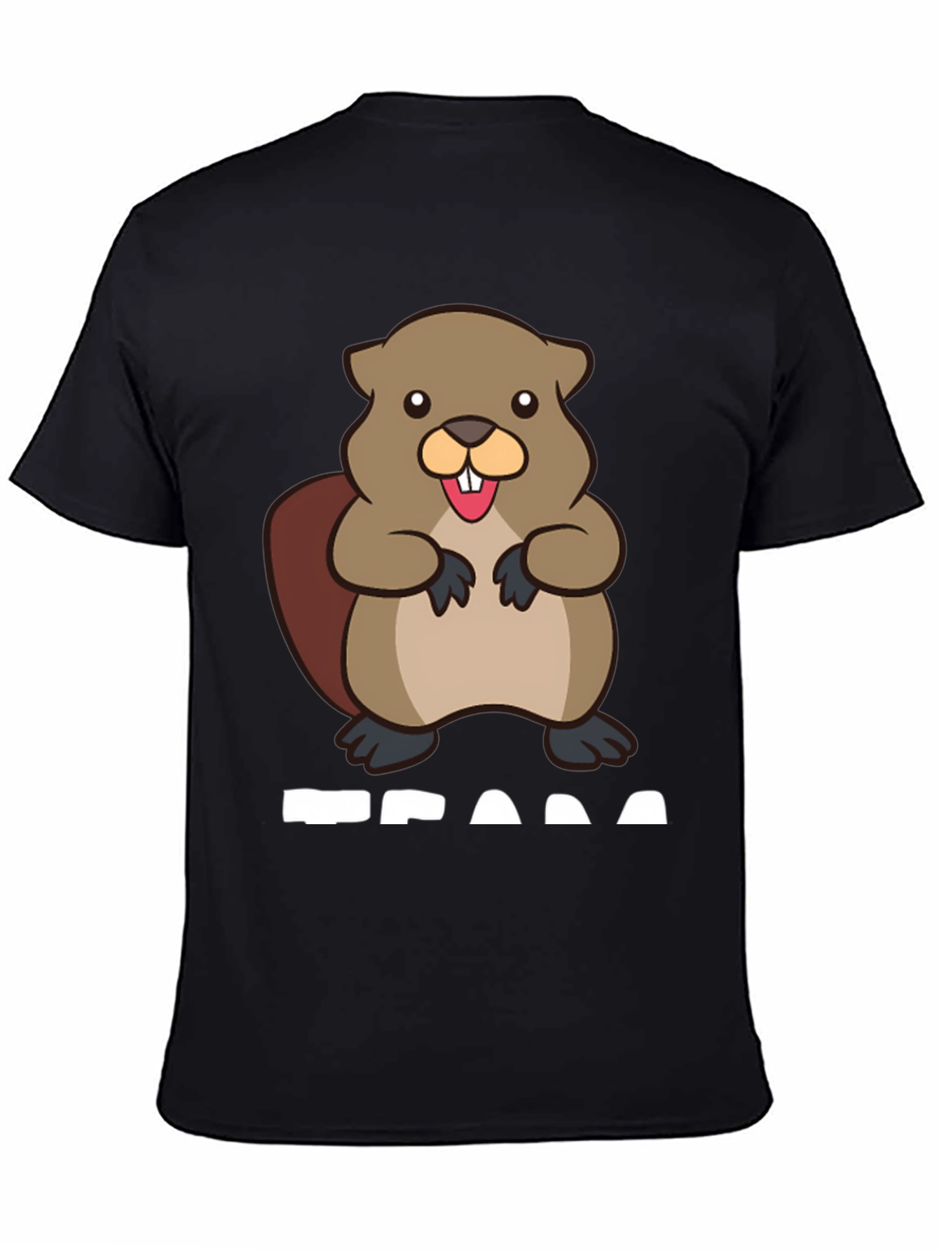 Black Funny Beaver Graphic T-Shirt - Unisex Black Tee view 4