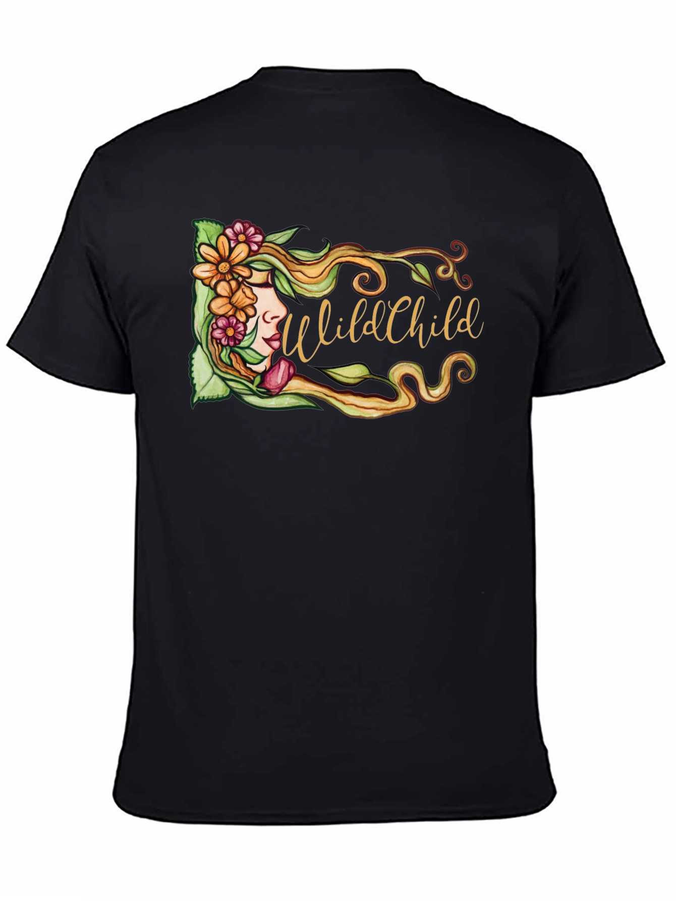 Black Wild Child Floral Graphic Black T-Shirt view 4