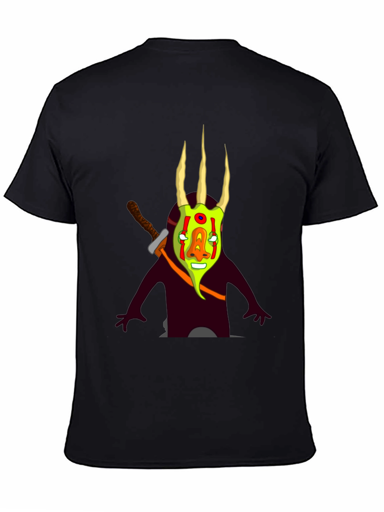 Black Graphic Tee: Cartoon Monster with Sword view 4