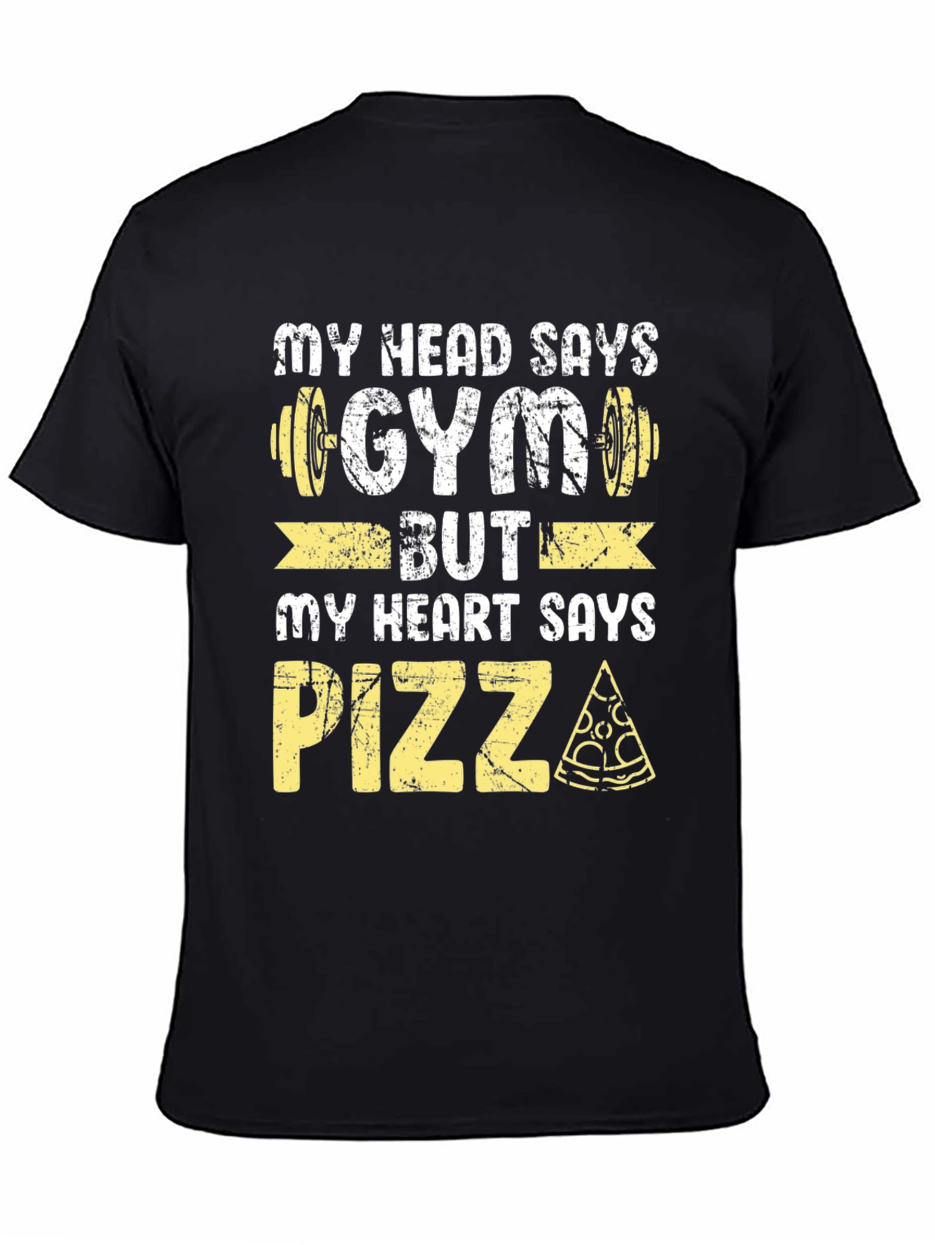 Black Gym vs. Pizza Graphic Tee - Funny Workout Shirt view 4
