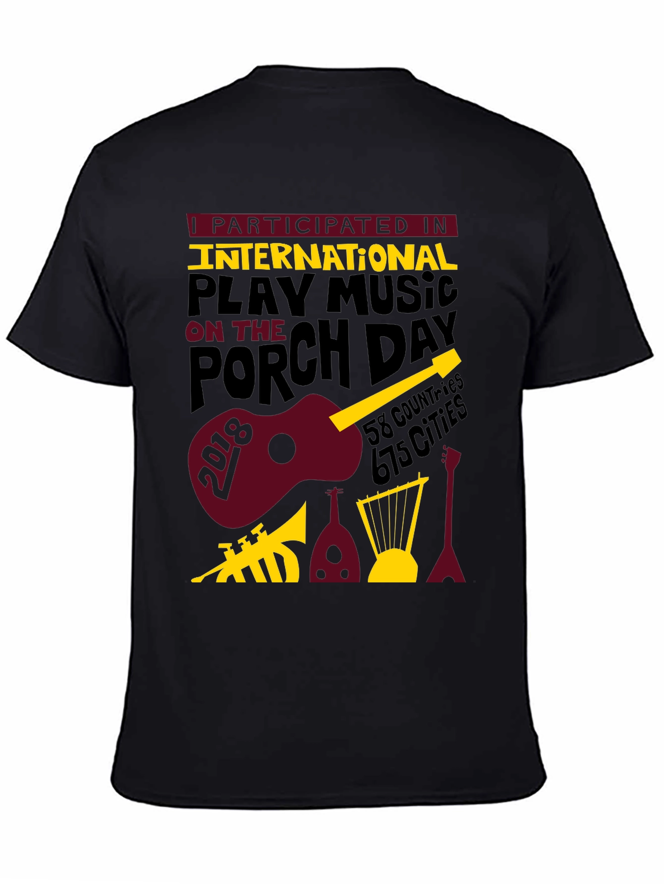Black International Play Music On The Porch Day T-Shirt view 4