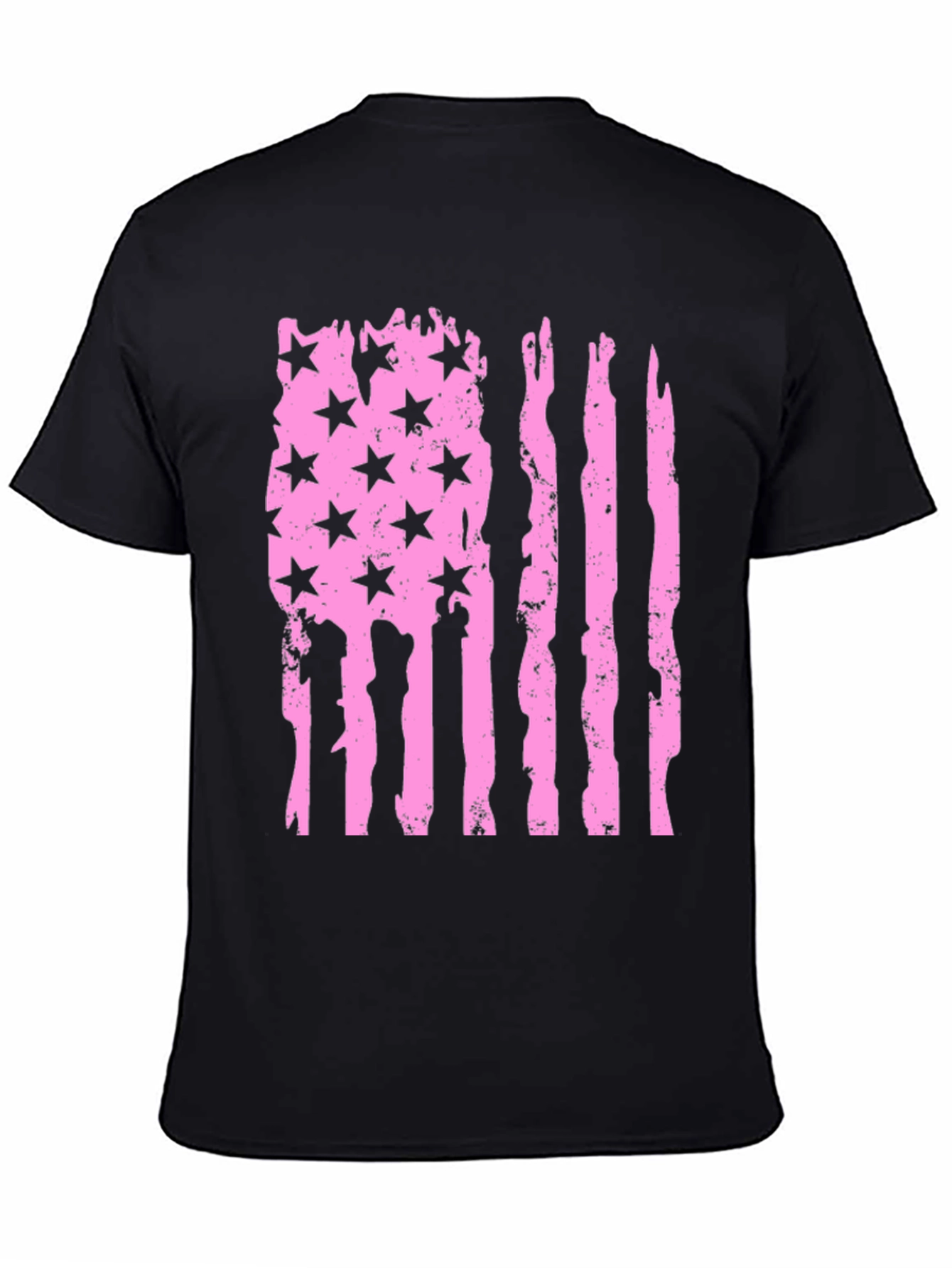 Black Distressed American Flag T-Shirt - Pink view 4
