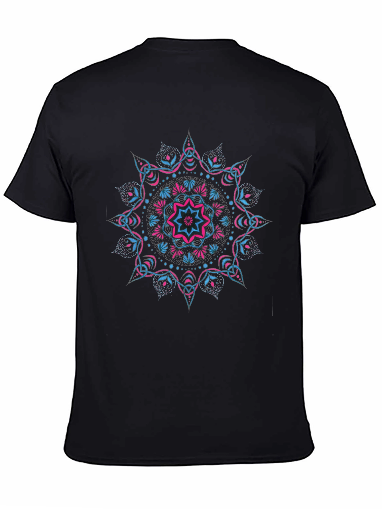 Black Black Tee with Vibrant Mandala Design view 4