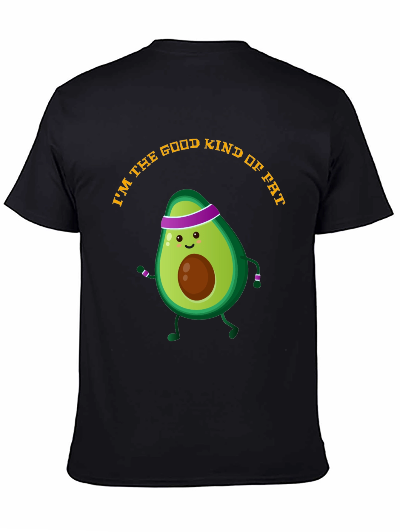 Black Avocado Gym Humor T-Shirt - Good Kind of Fat view 4