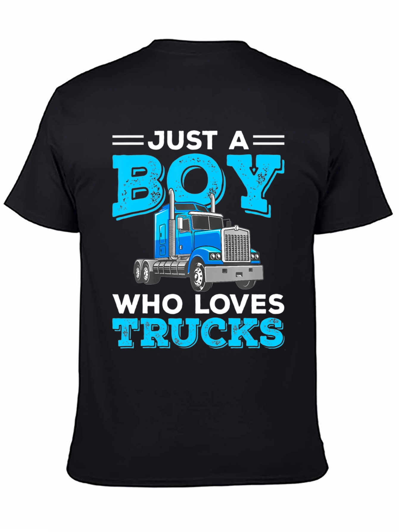 Black Just a Boy Who Loves Trucks T-Shirt view 4