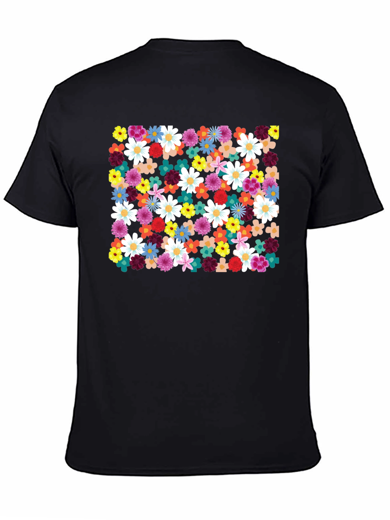 Black Floral Print Black T-Shirt view 4