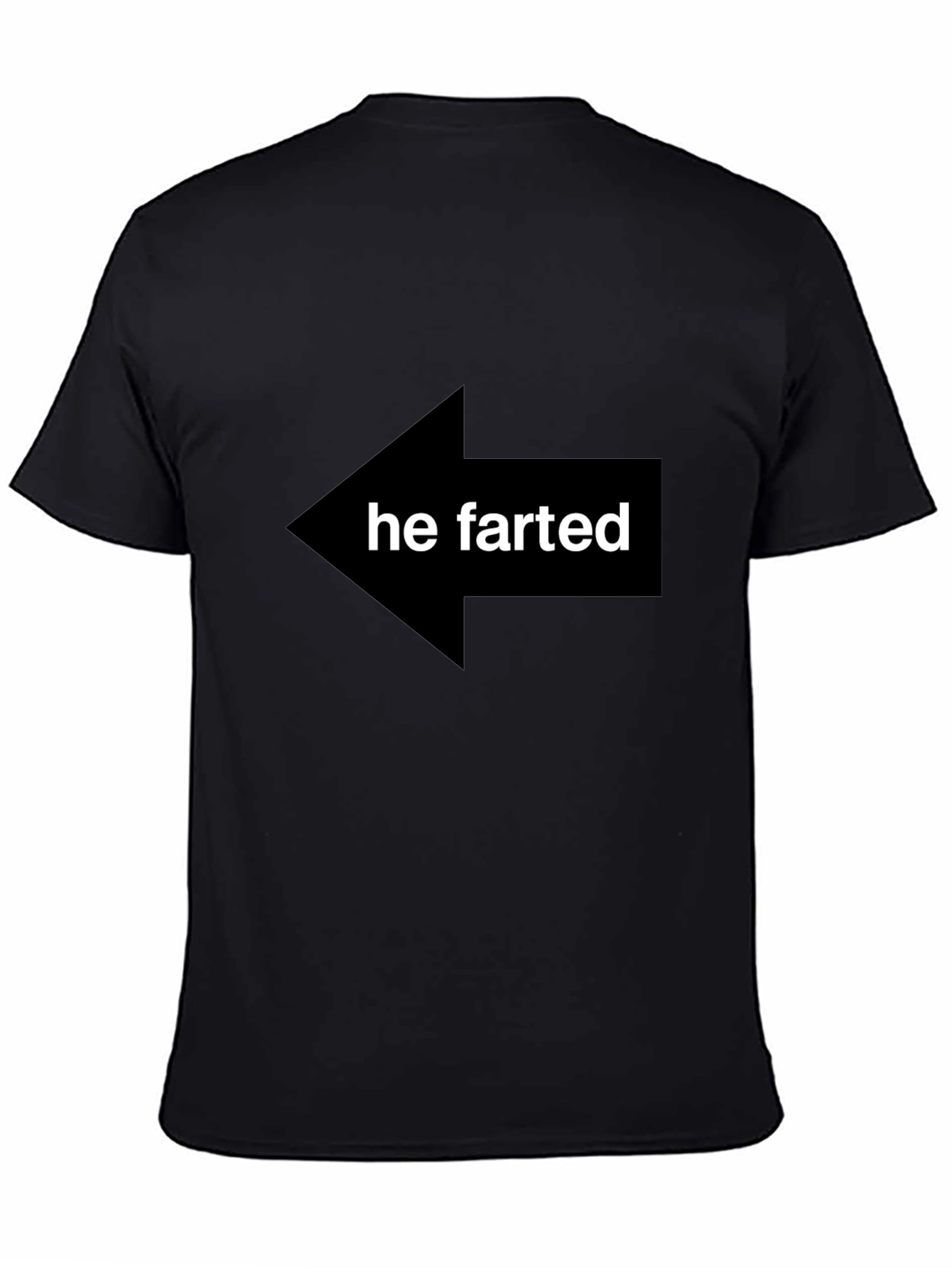 Black Funny 'He Farted' Arrow Graphic T-Shirt view 4