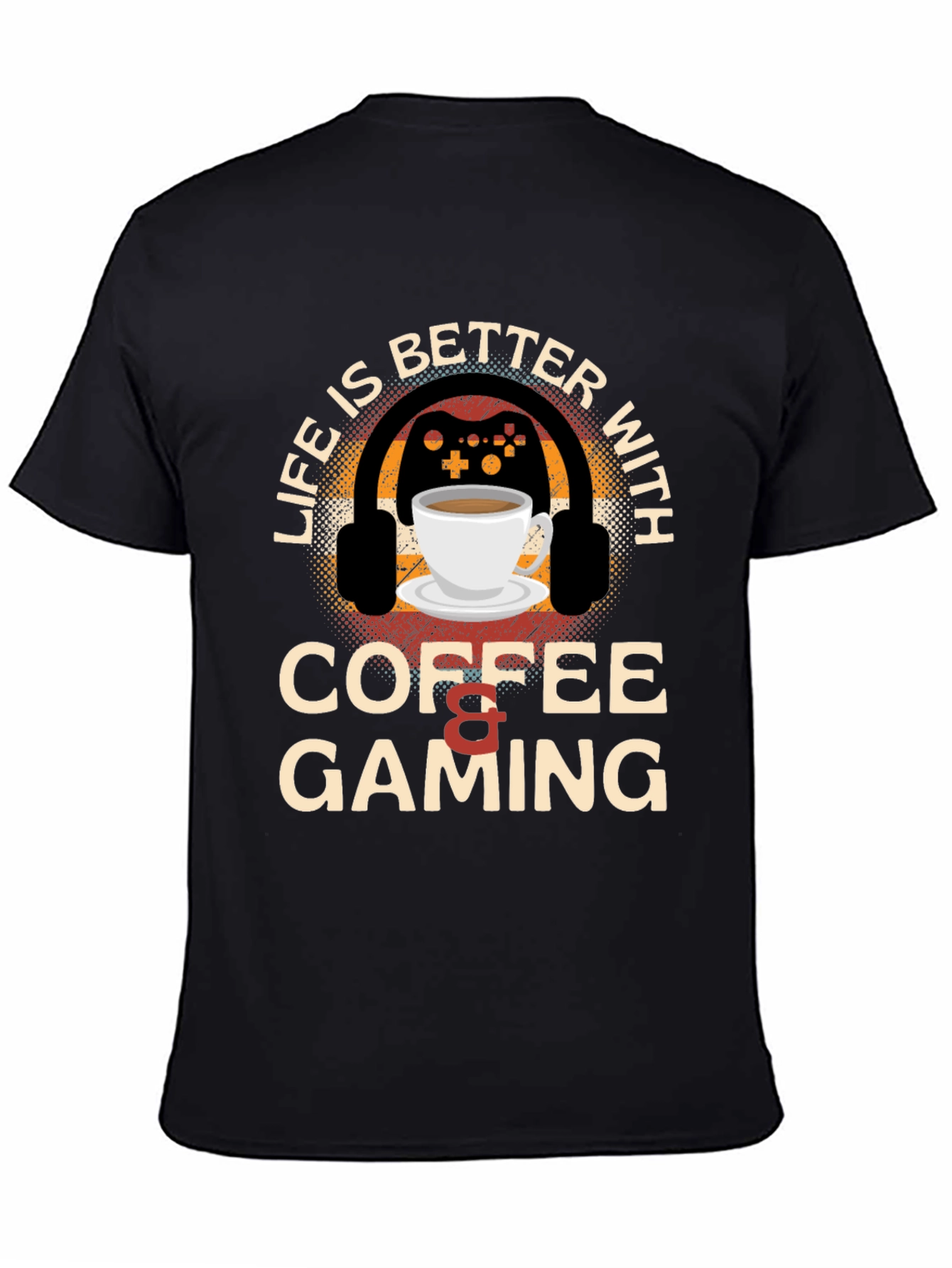 Black Coffee & Gaming T-Shirt - Gamer Life Style view 4