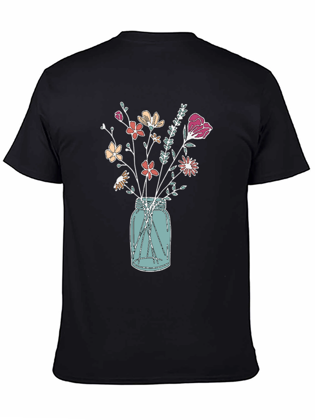 Black Floral Bouquet in Jar Graphic Tee view 4