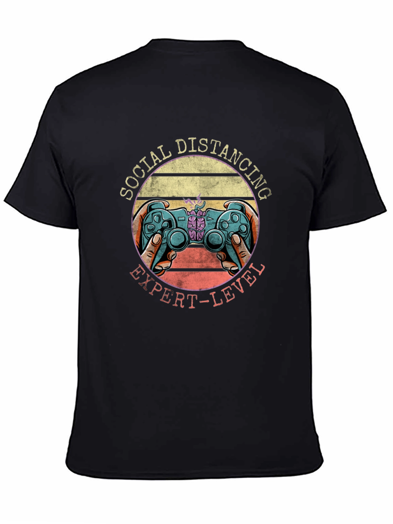 Black Social Distancing Expert Gamer T-Shirt view 4