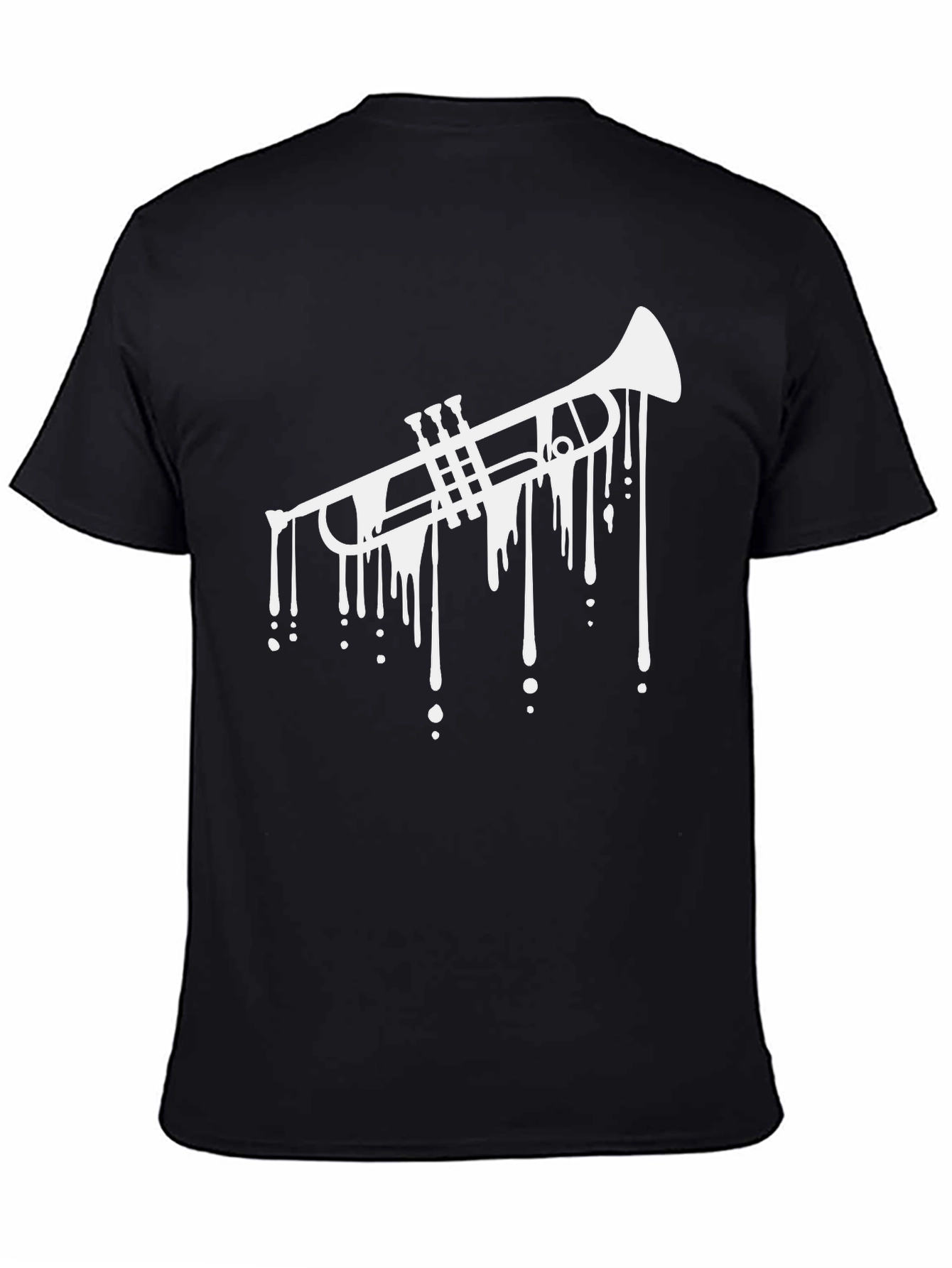 Black Dripping Trumpet Graphic Tee - Black Cotton Casual view 4