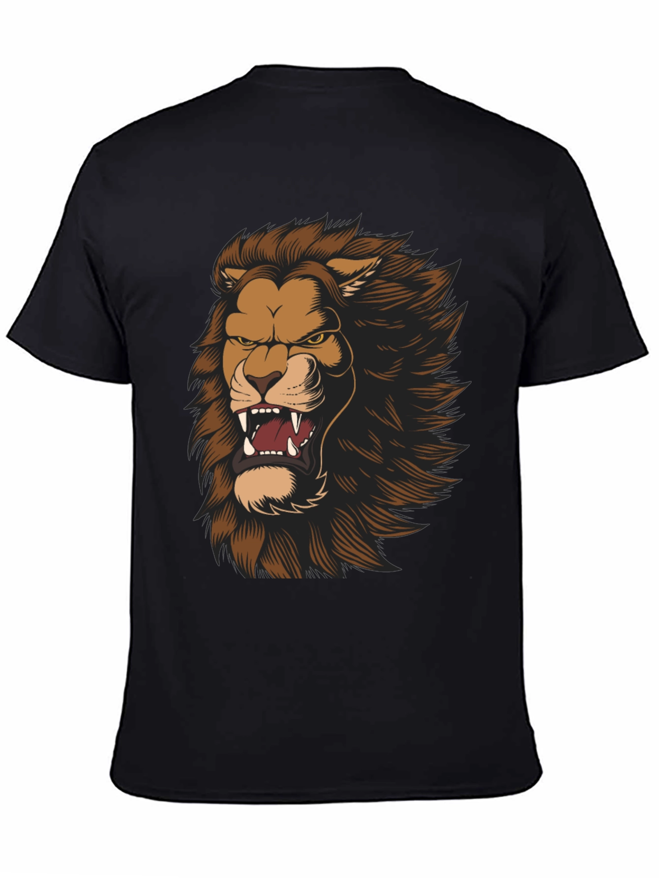 Black Lion Graphic Print Black T-Shirt view 4