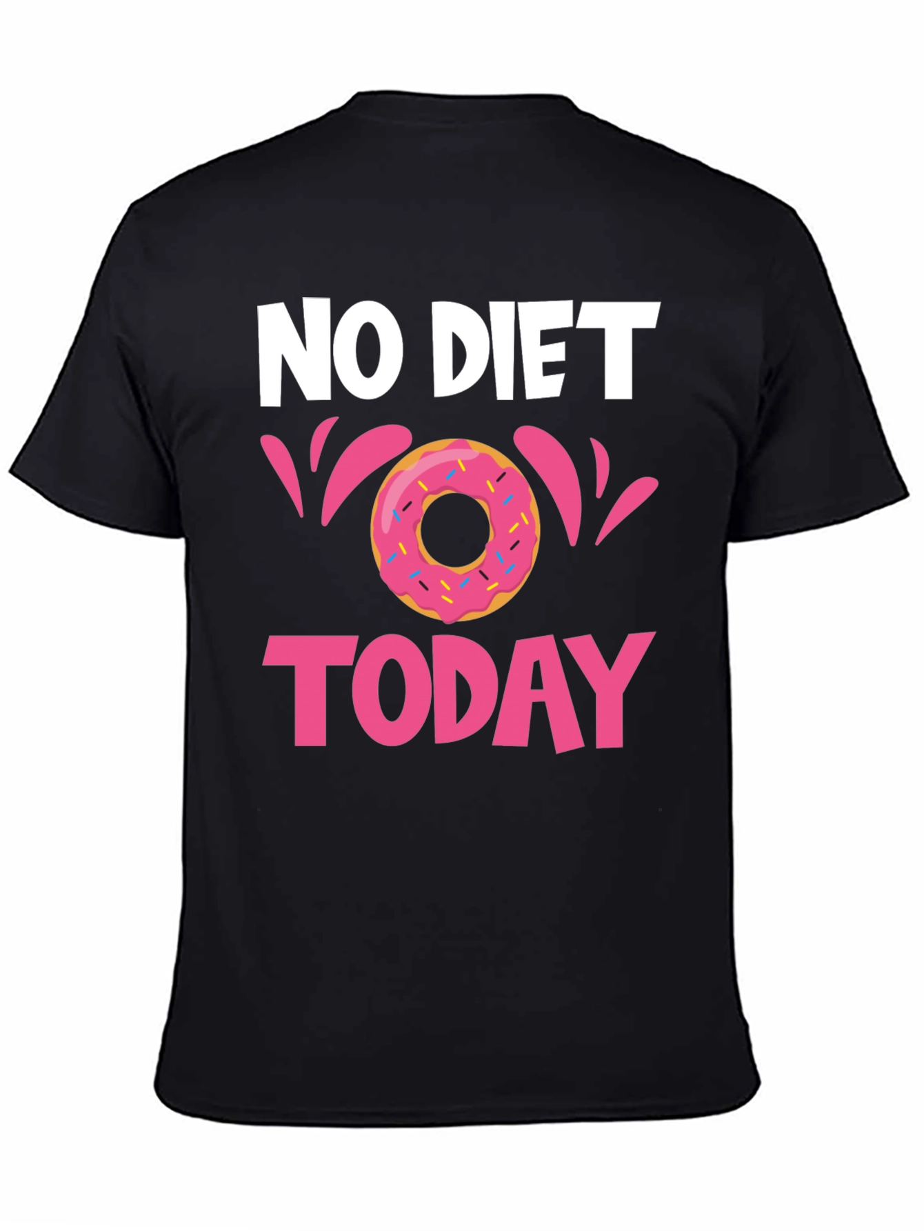 Black No Diet Today Donut T-Shirt - Fun Casual Tee view 4