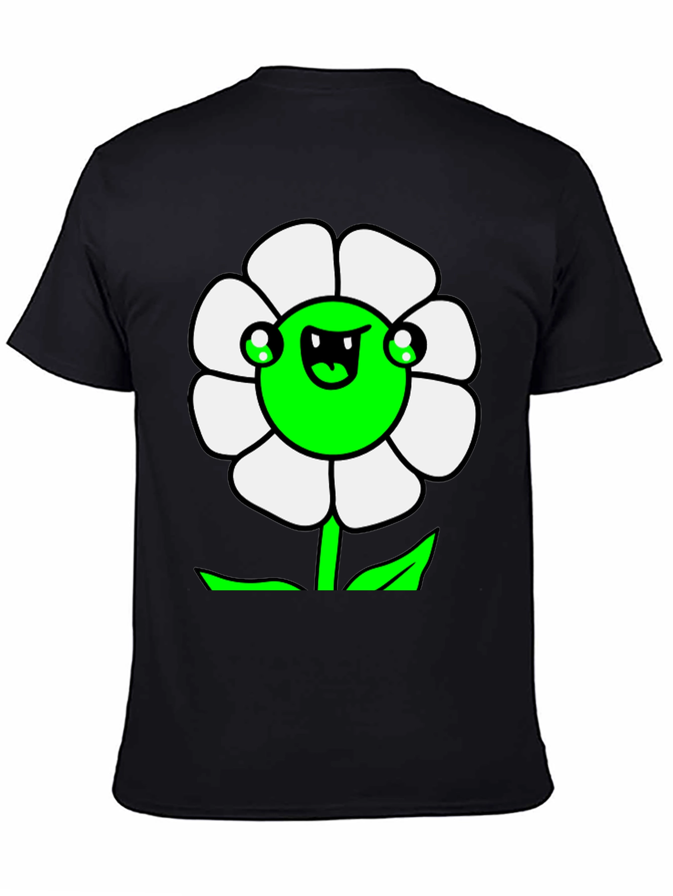 Black Funny Flower Graphic T-Shirt view 4