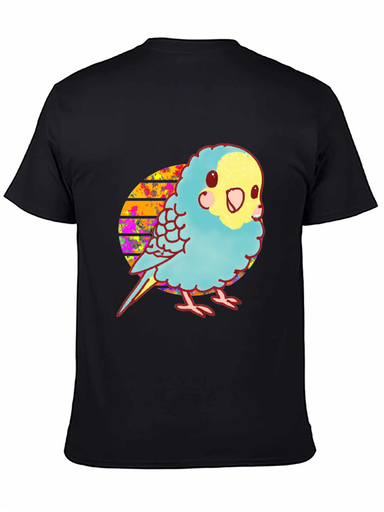 Black Parakeet Graphic Tee - Cute Bird Design view 4